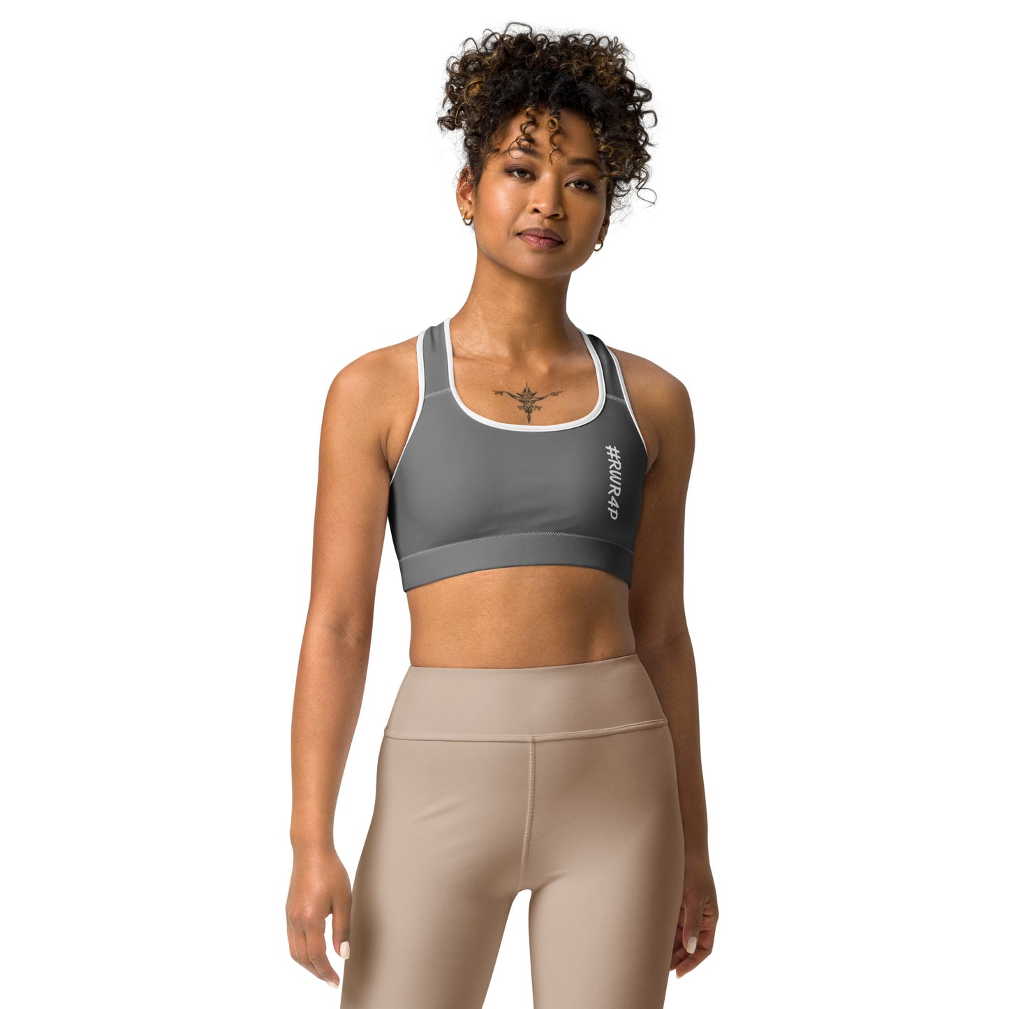 #RWR4P Sports bra (Grey/White Piping)