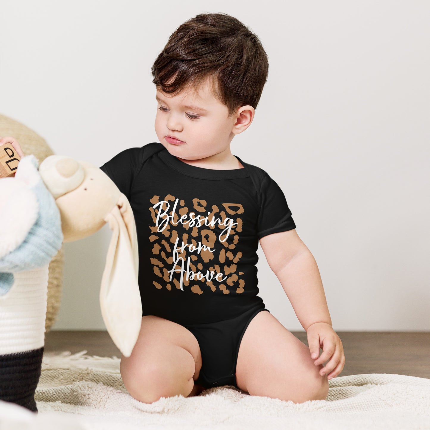 Blessing from Above Leopard Print Baby Onesie