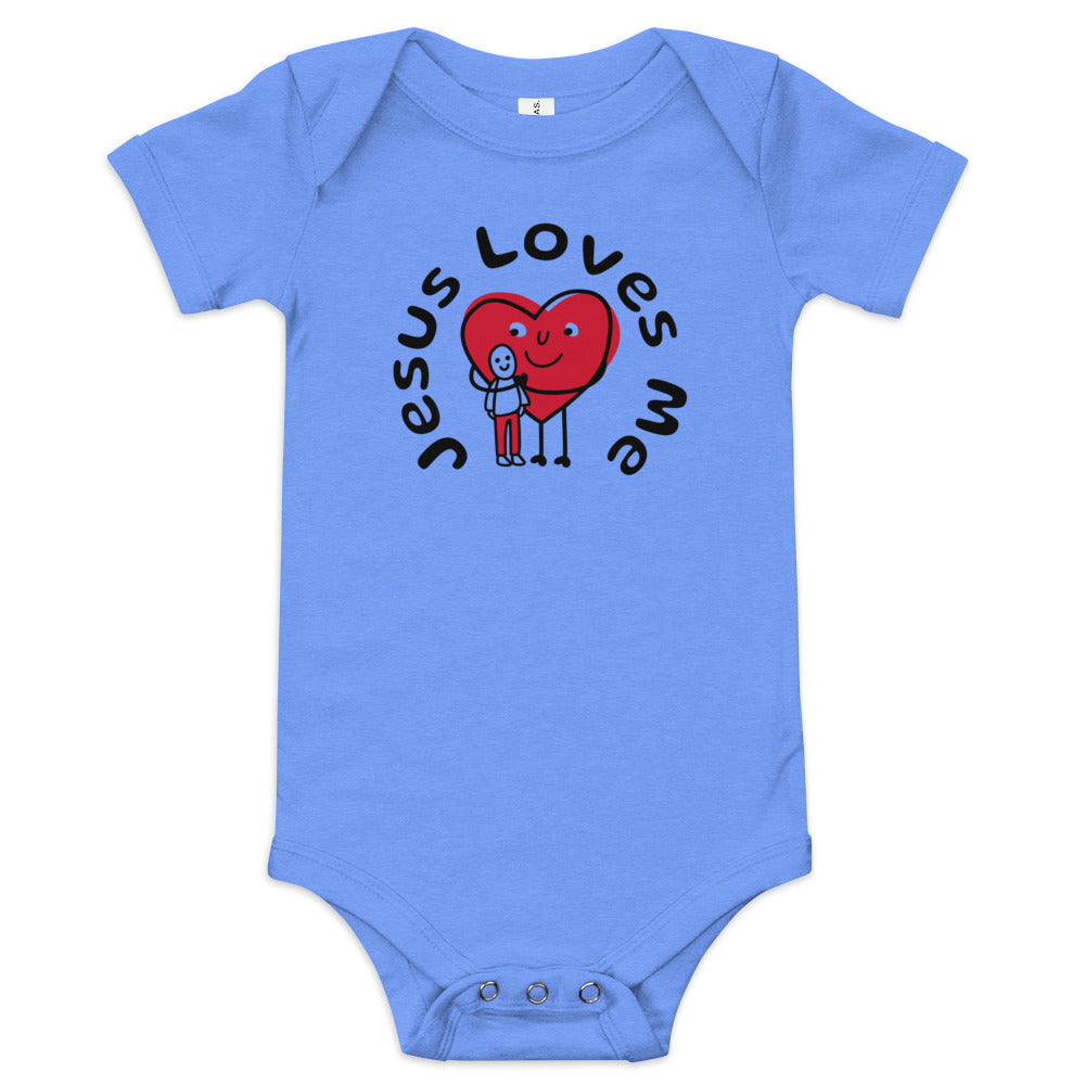 Jesus Loves Me Baby Onesie-Blk Print