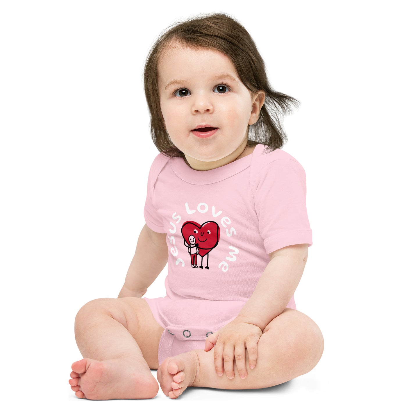 Jesus Loves Me Baby Onesie-Wht Print