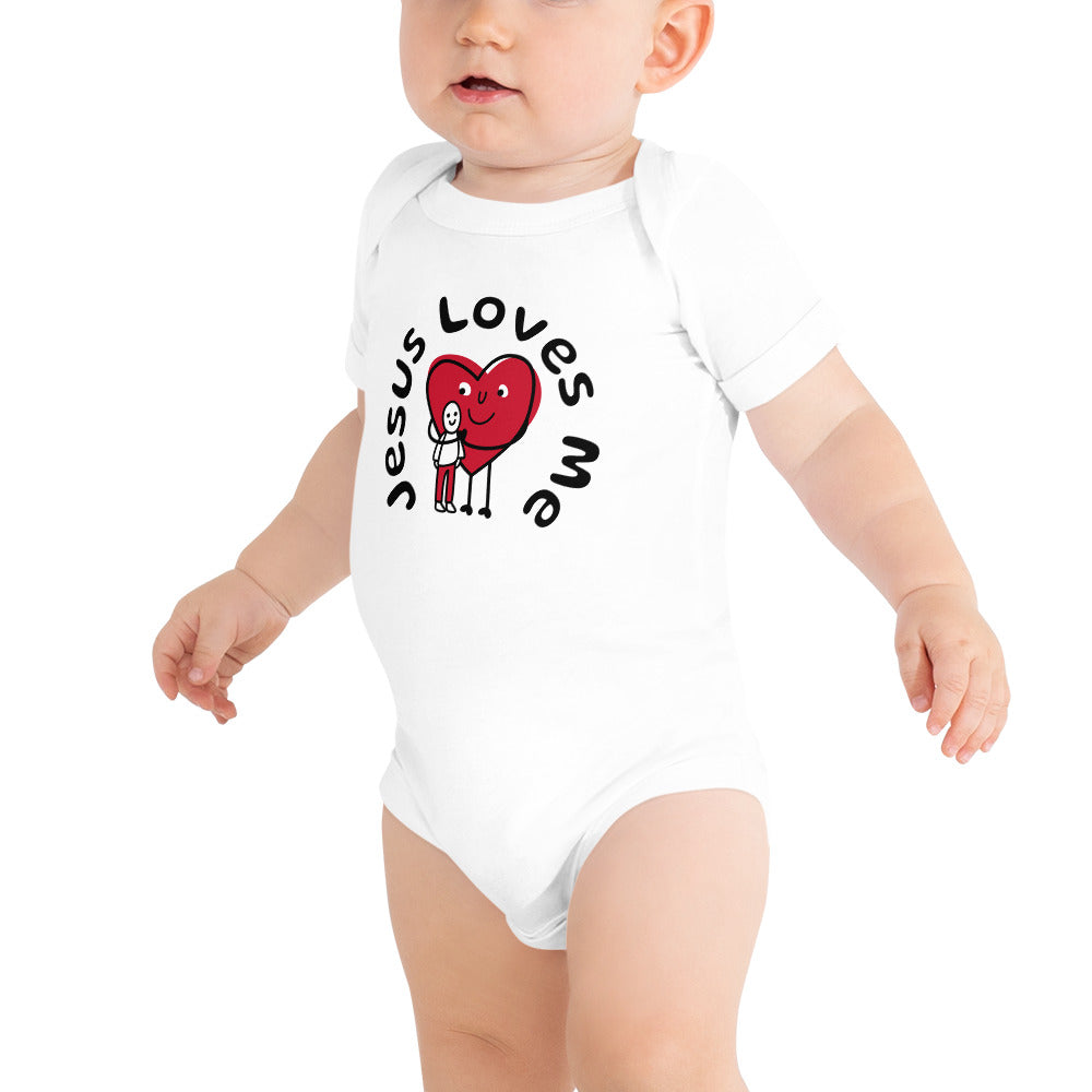 Jesus Loves Me Baby Onesie-Blk Print