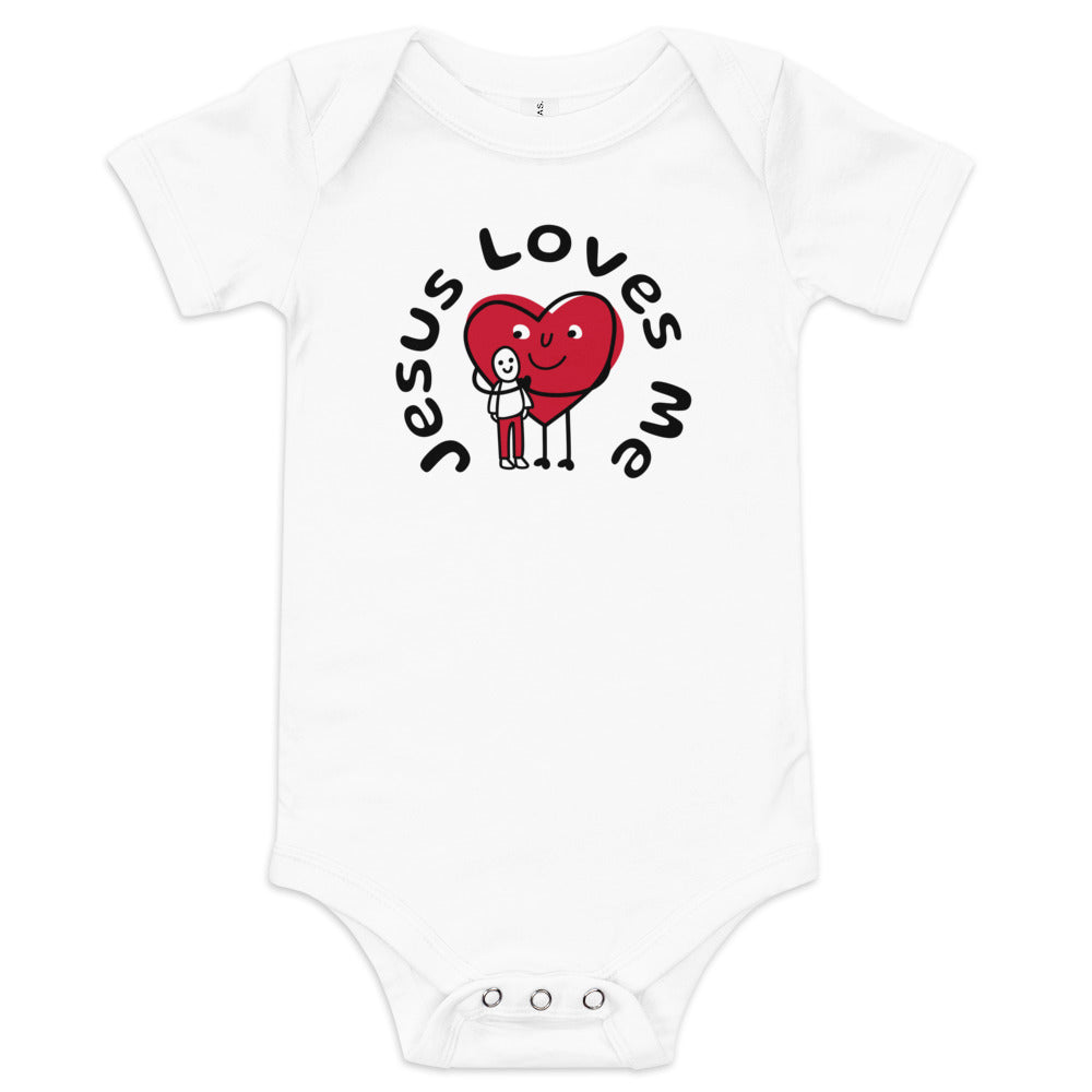 Jesus Loves Me Baby Onesie-Blk Print