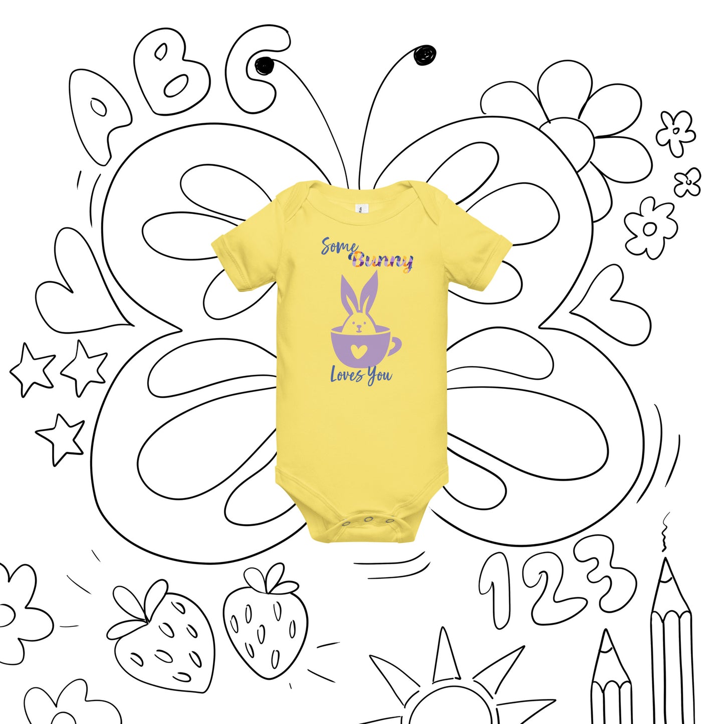 Some Bunny Loves You (Purple cup) Baby Onesie