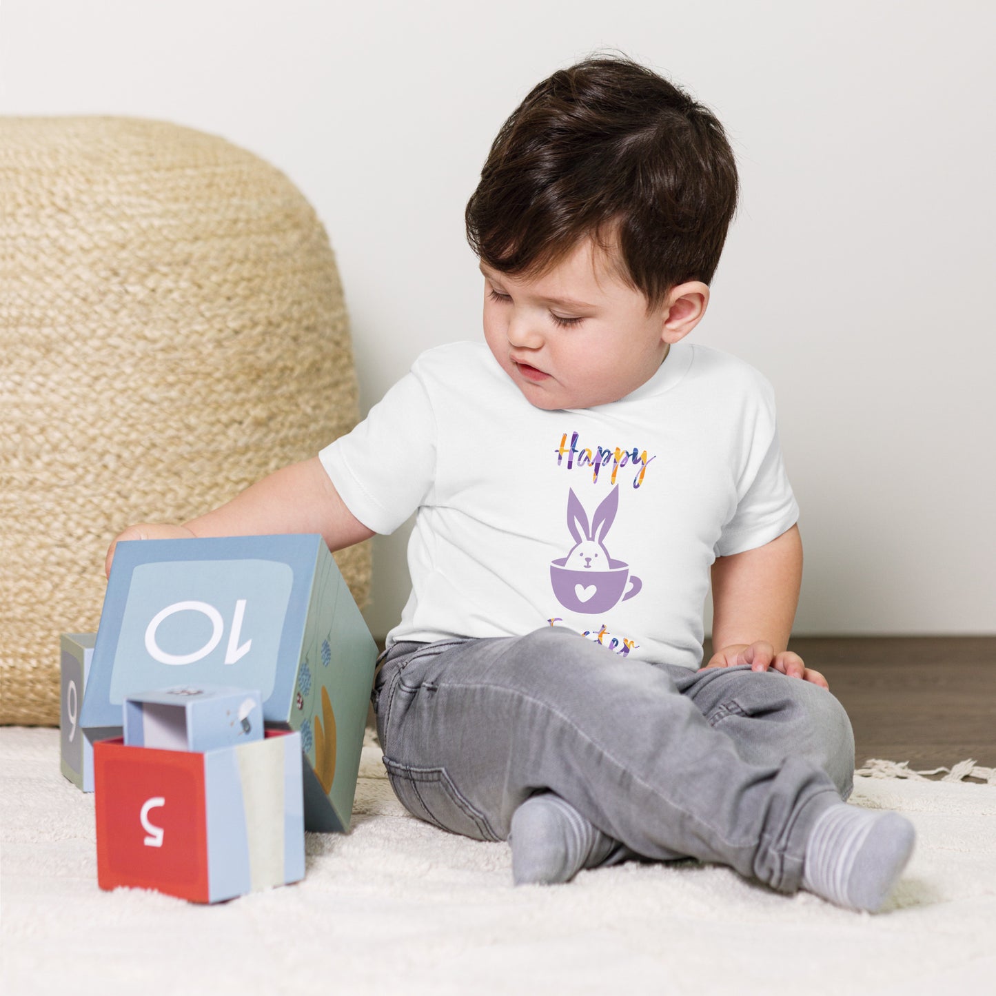 Happy Easter Purple Bunny Baby Short Sleeve Tee (6-24 Month)