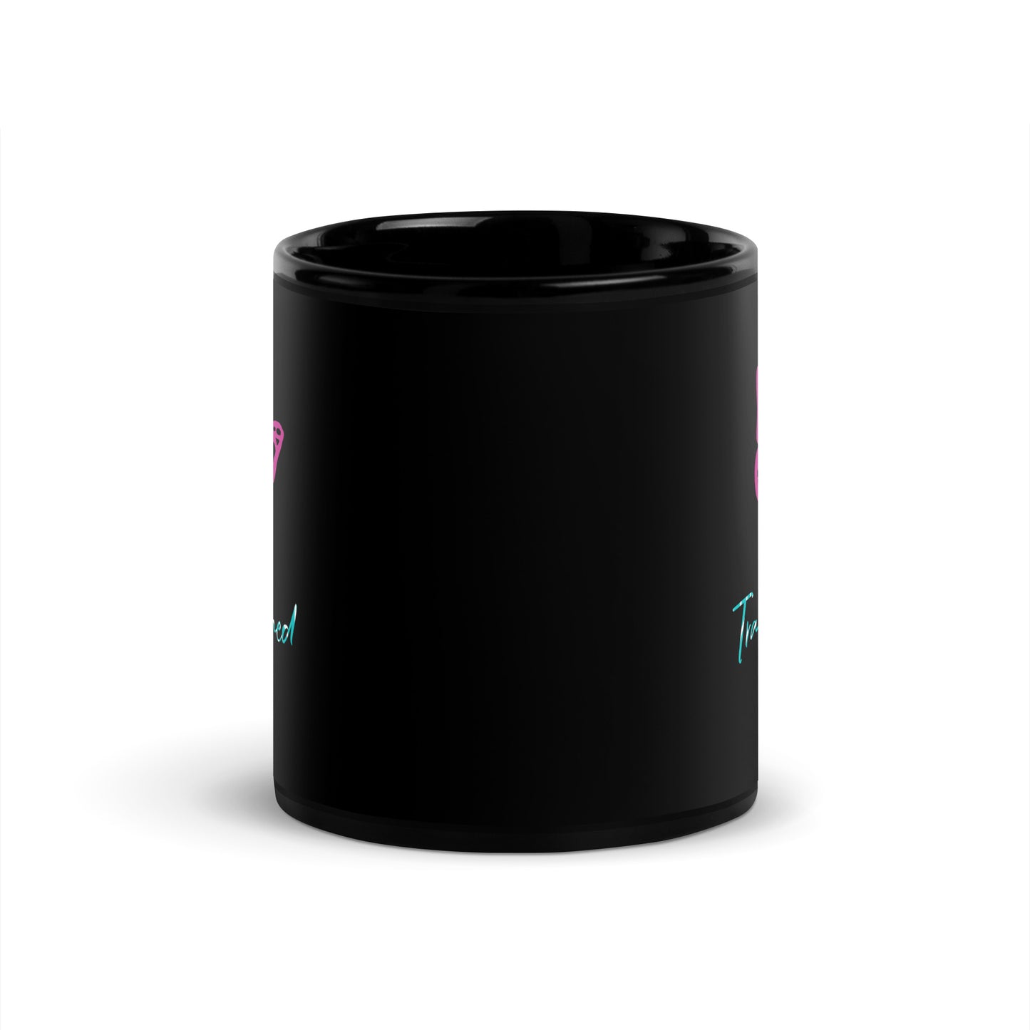 Be Transformed Pink Butterfly Black Glossy Mug