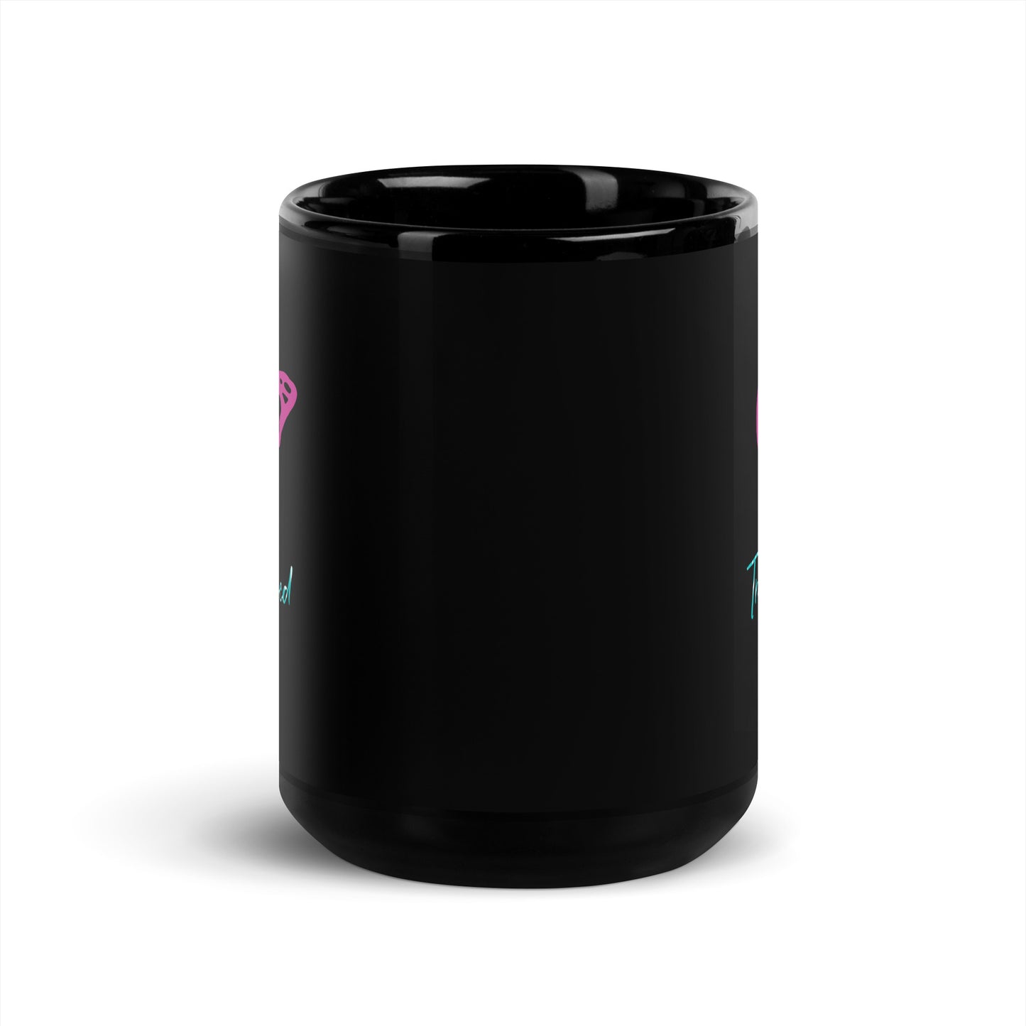 Be Transformed Pink Butterfly Black Glossy Mug