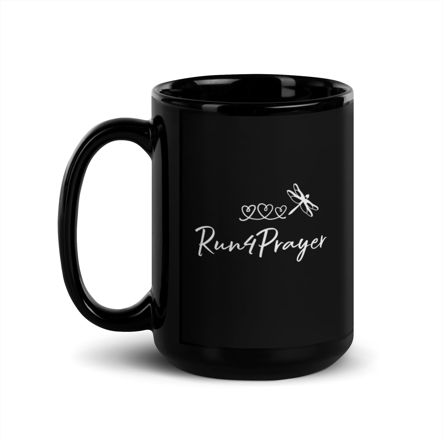 Run4Prayer Heart Path DF Black Glossy Mug