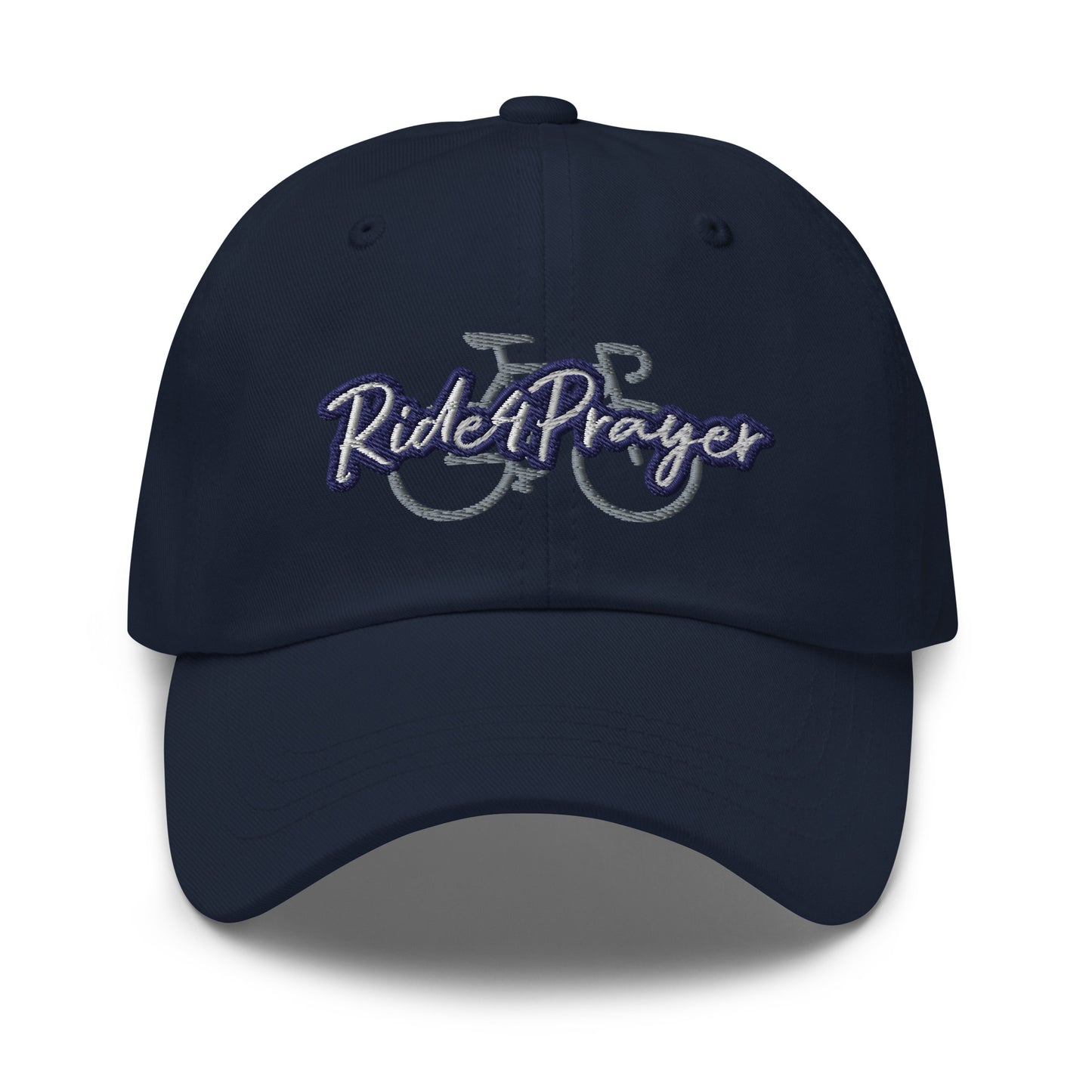 Ride4Prayer Bicycle White/Navy Stitch Hat