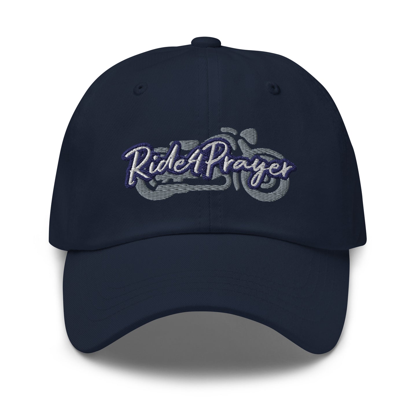 Ride4Prayer Motorcycle White/Navy Stitch Hat