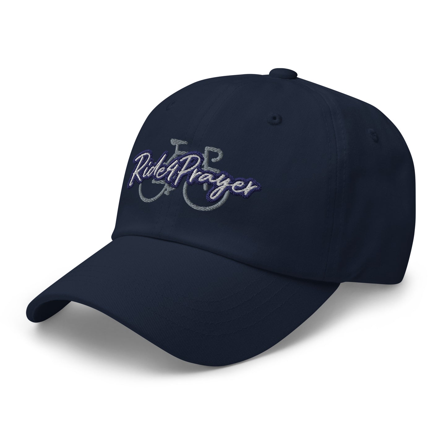 Ride4Prayer Bicycle White/Navy Stitch Hat