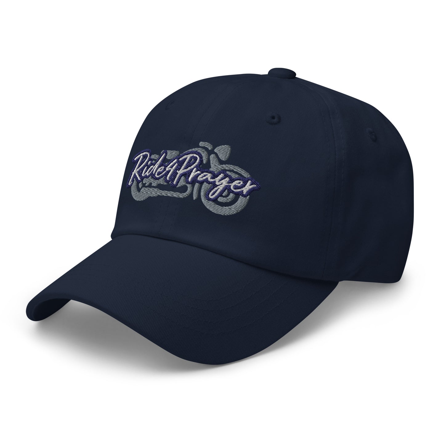 Ride4Prayer Motorcycle White/Navy Stitch Hat