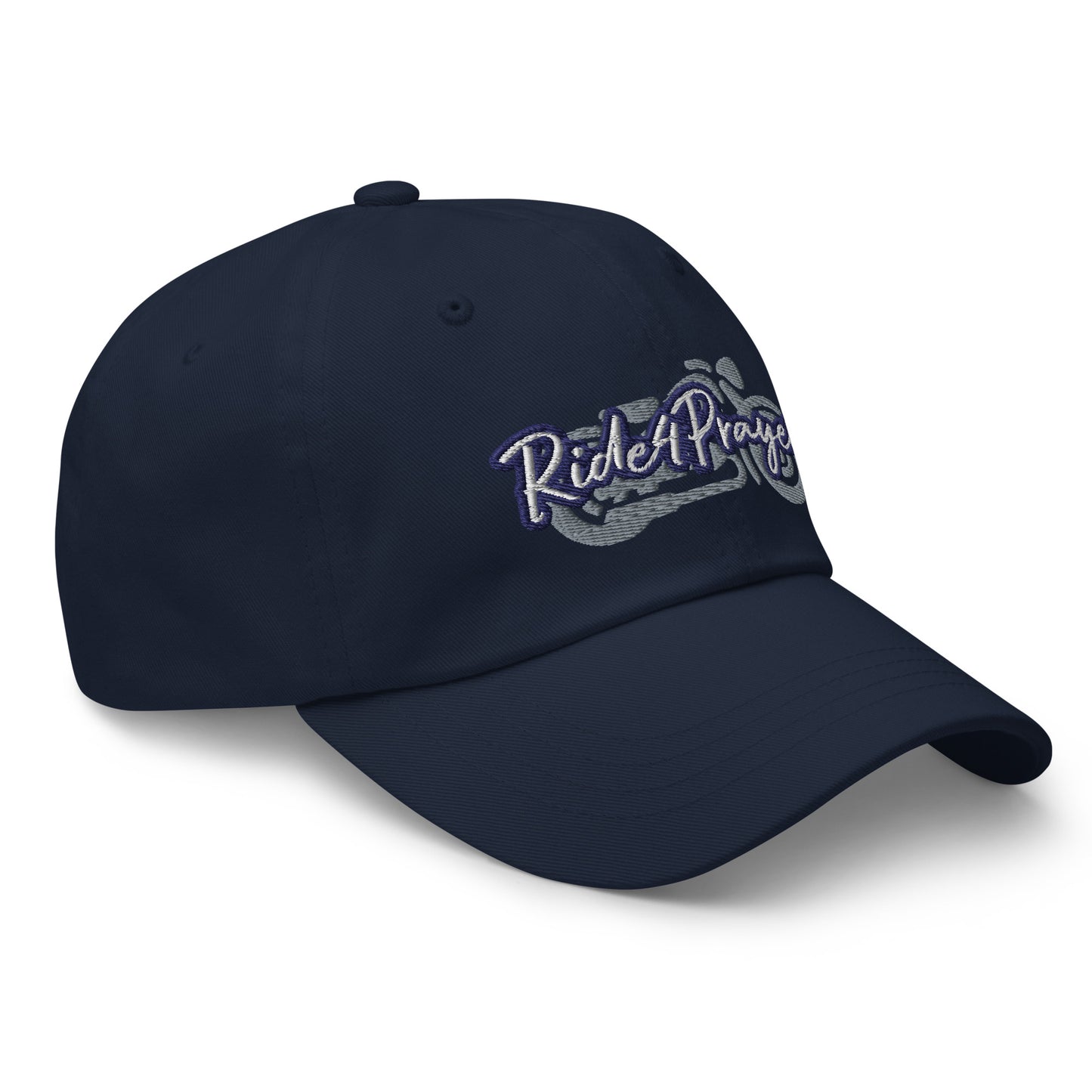 Ride4Prayer Motorcycle White/Navy Stitch Hat