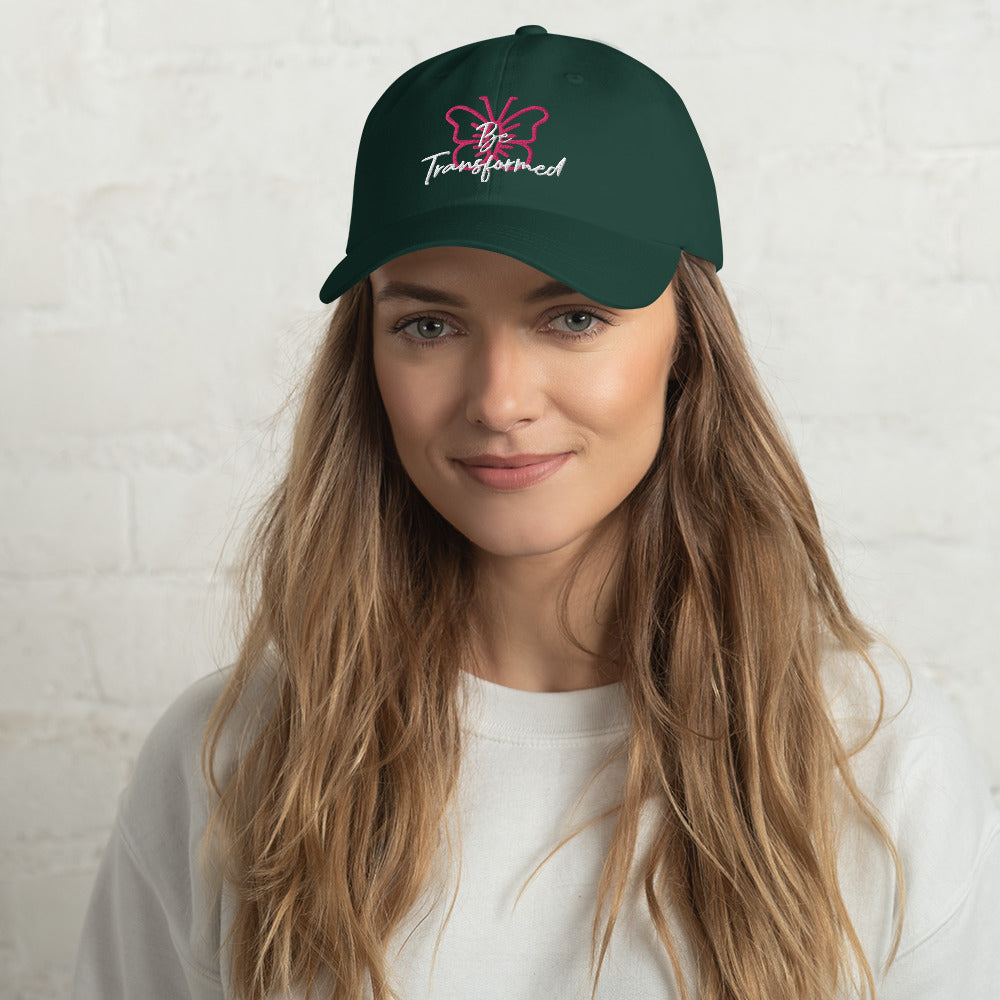 Be Transformed Pink Butterfly/ White Stitch Hat