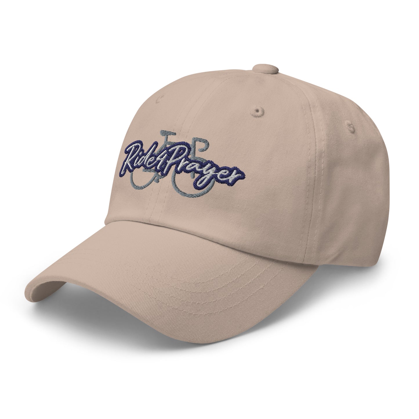 Ride4Prayer Bicycle White/Navy Stitch Hat