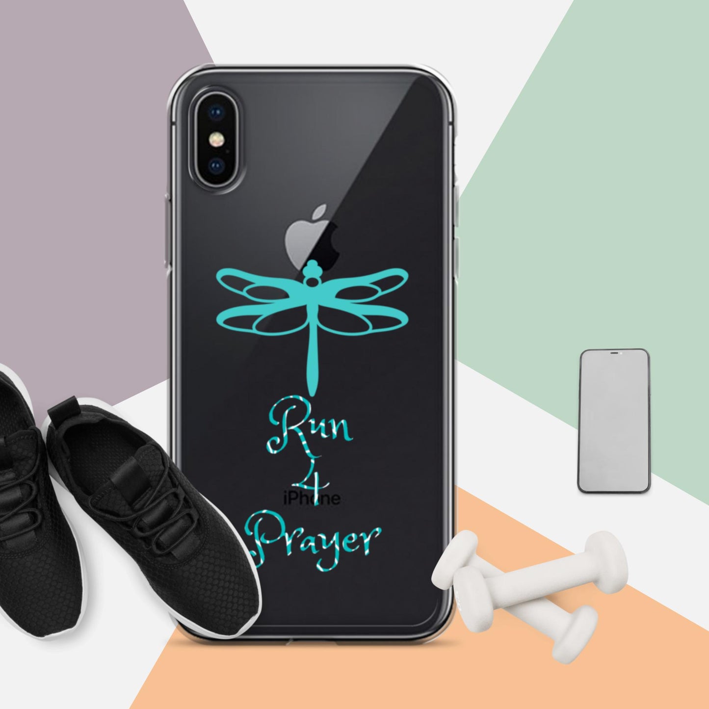 Run 4 Prayer Dragonfly Teal Clear Case for iPhone®
