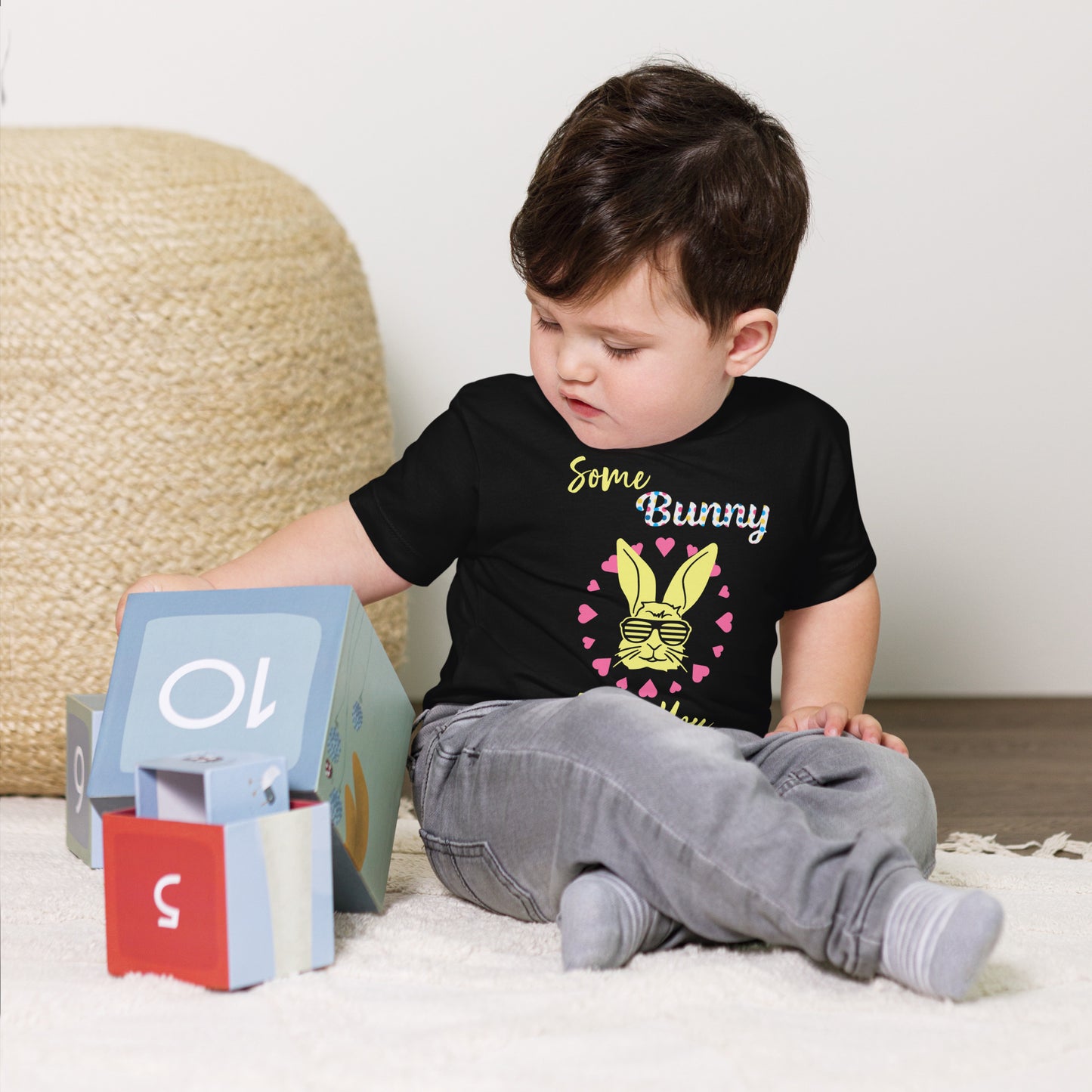 Some Bunny Loves You (Polka Dot/Yellow) Toddler Short Sleeve Tee (2T-5T)