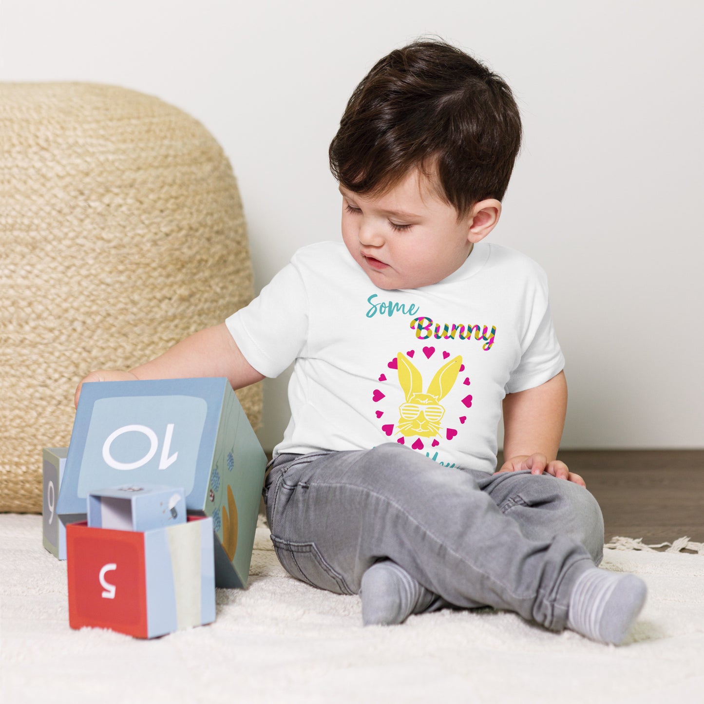 Some Bunny Loves You (Yellow) Toddler Short Sleeve Tee (2T-5T)