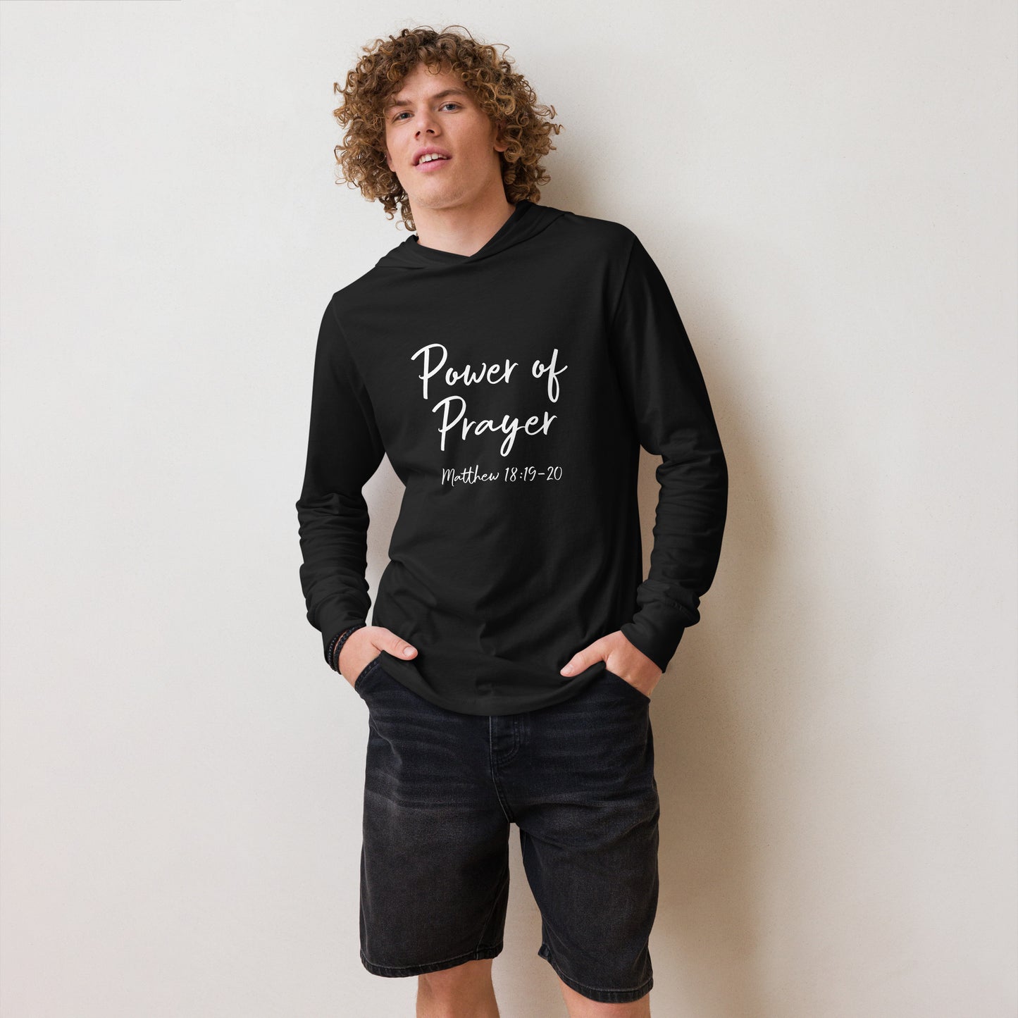 Power of Prayer Matt 18:19-20 Hooded long-sleeve tee