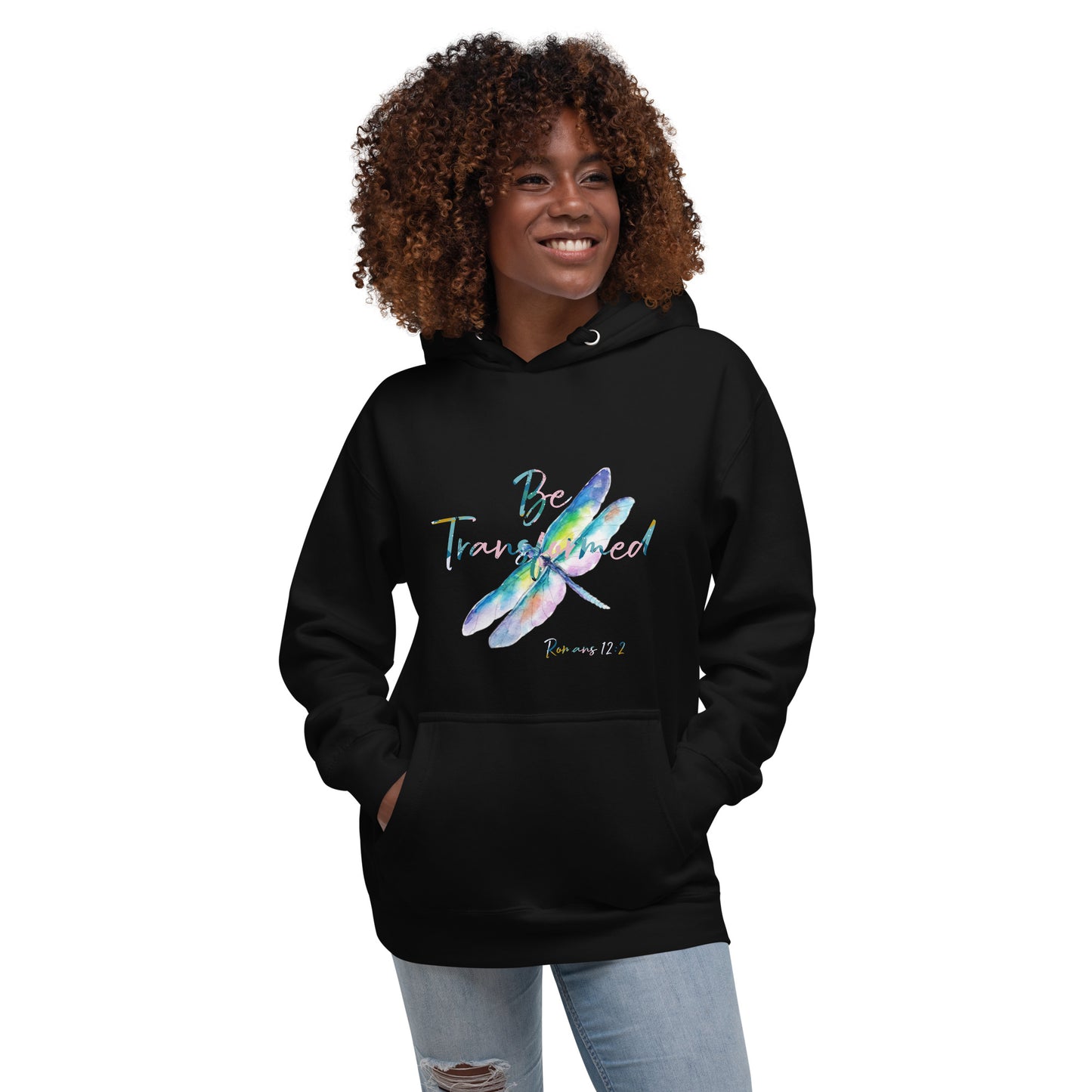 Be Transformed Colorful Dragonfly Rom 12:2 Unisex Hoodie