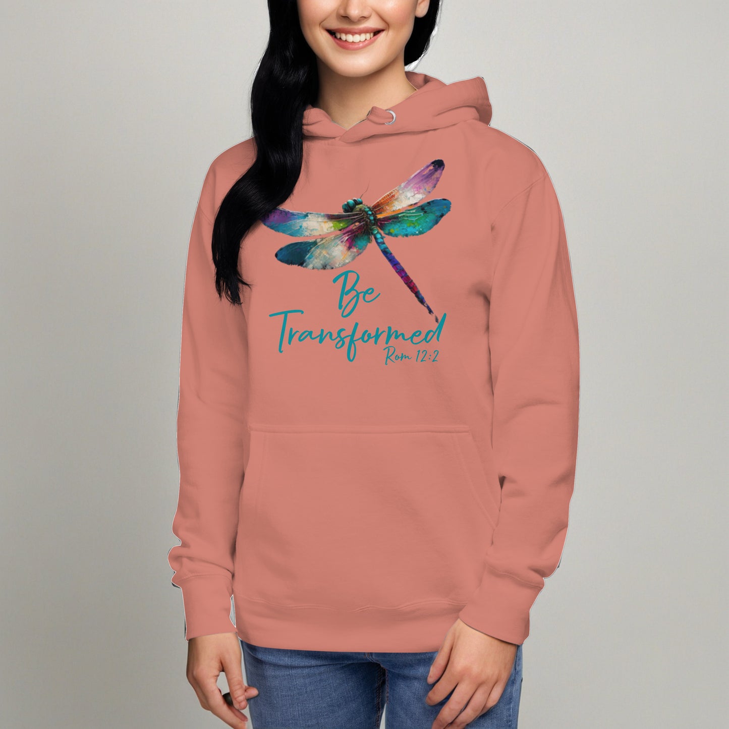 Be Transformed Dragonfly Rom 12:2 Unisex Hoodie