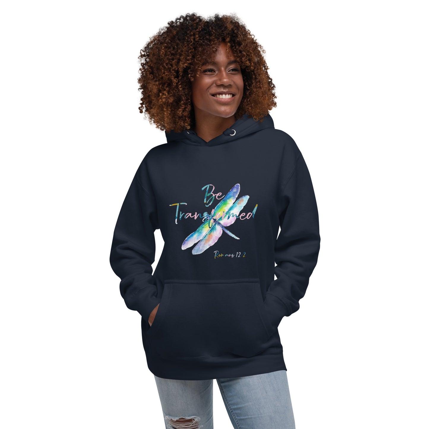 Be Transformed Colorful Dragonfly Rom 12:2 Unisex Hoodie