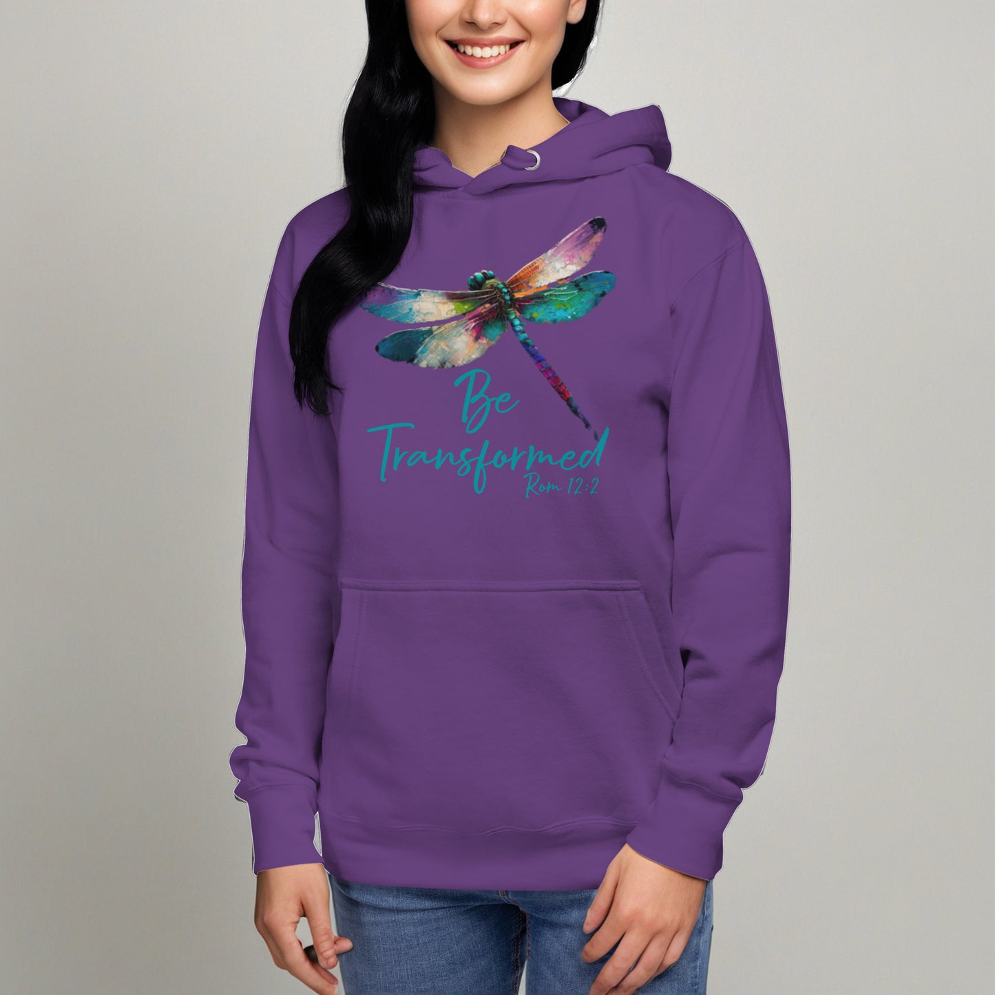 Be Transformed Dragonfly Rom 12:2 Unisex Hoodie