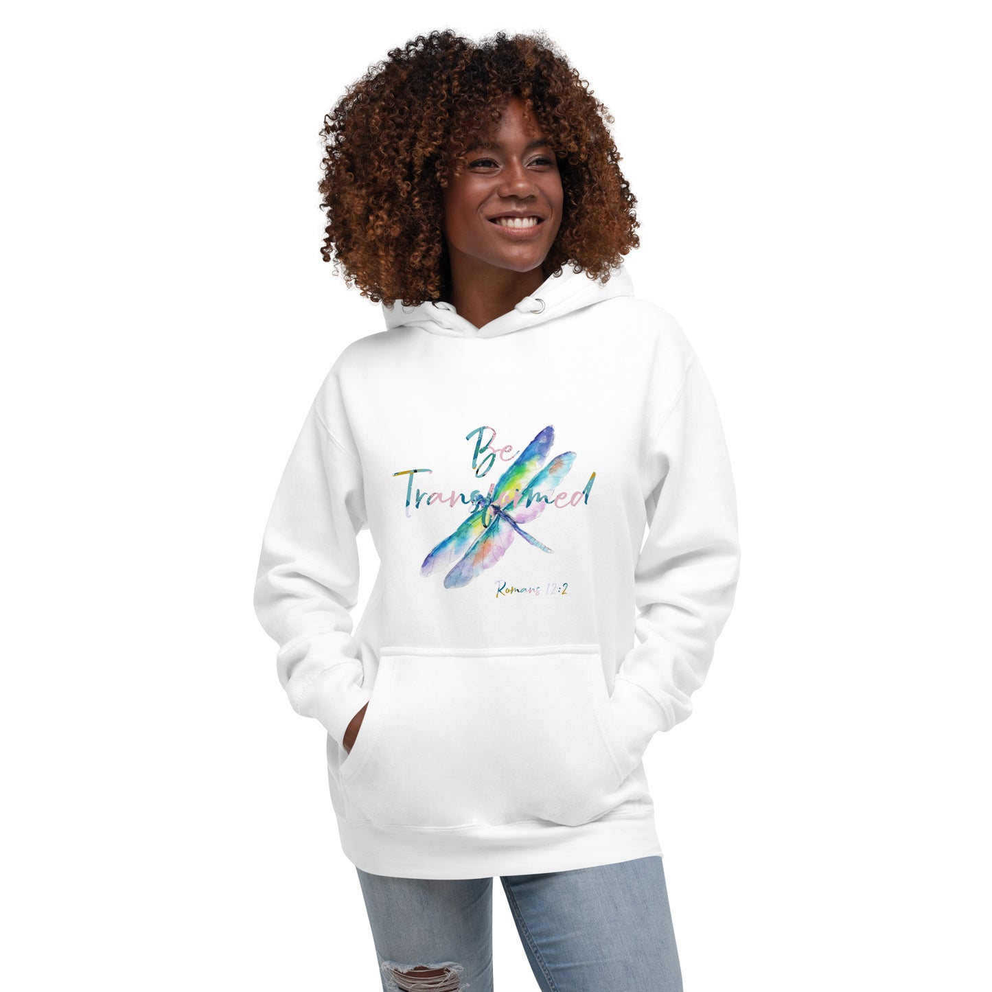 Be Transformed Colorful Dragonfly Rom 12:2 Unisex Hoodie