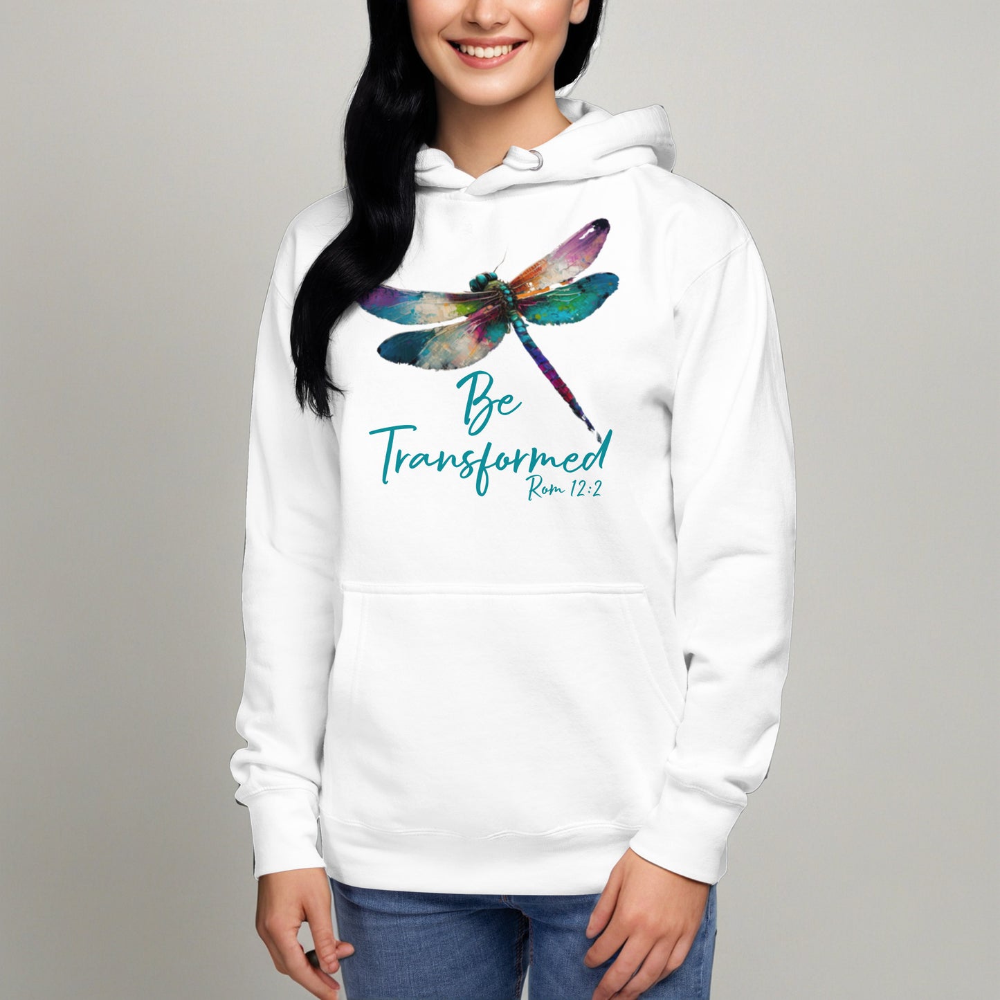 Be Transformed Dragonfly Rom 12:2 Unisex Hoodie