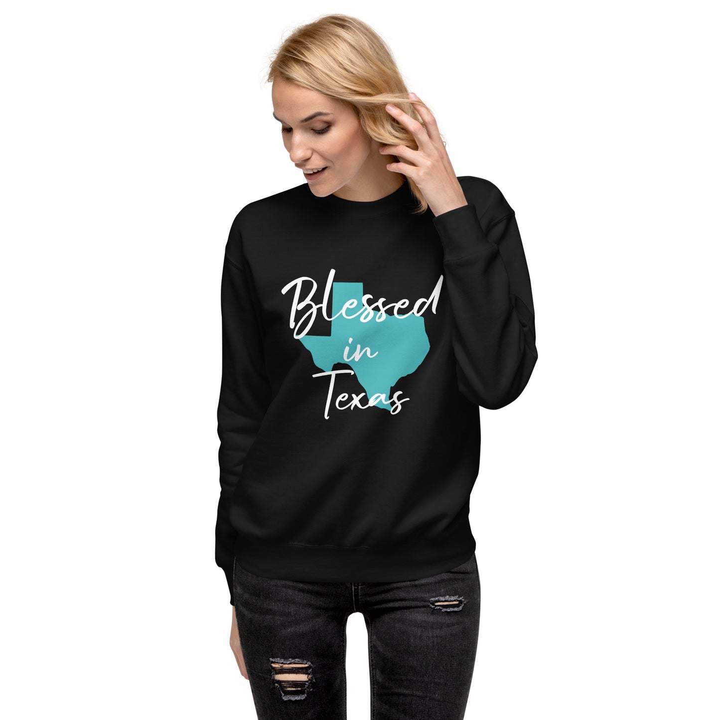 Blessed in Texas Blue Unisex Premium Sweatshirt