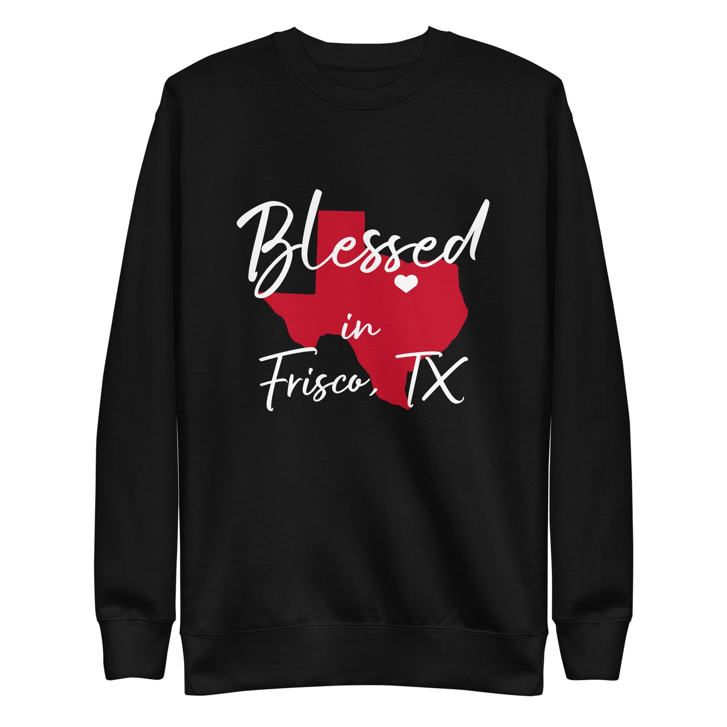 Blessed in Frisco, TX Red/White Heart Unisex Sweatshirt