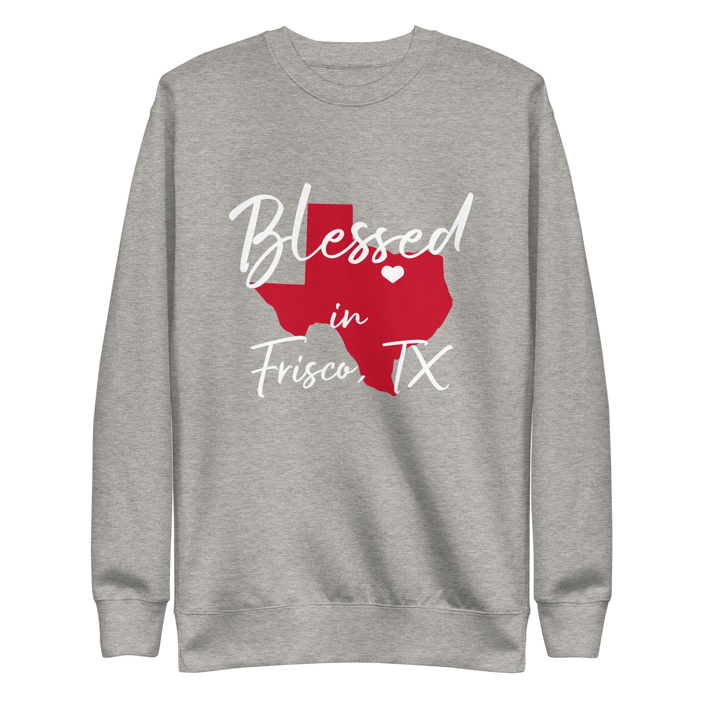Blessed in Frisco, TX Red/White Heart Unisex Sweatshirt