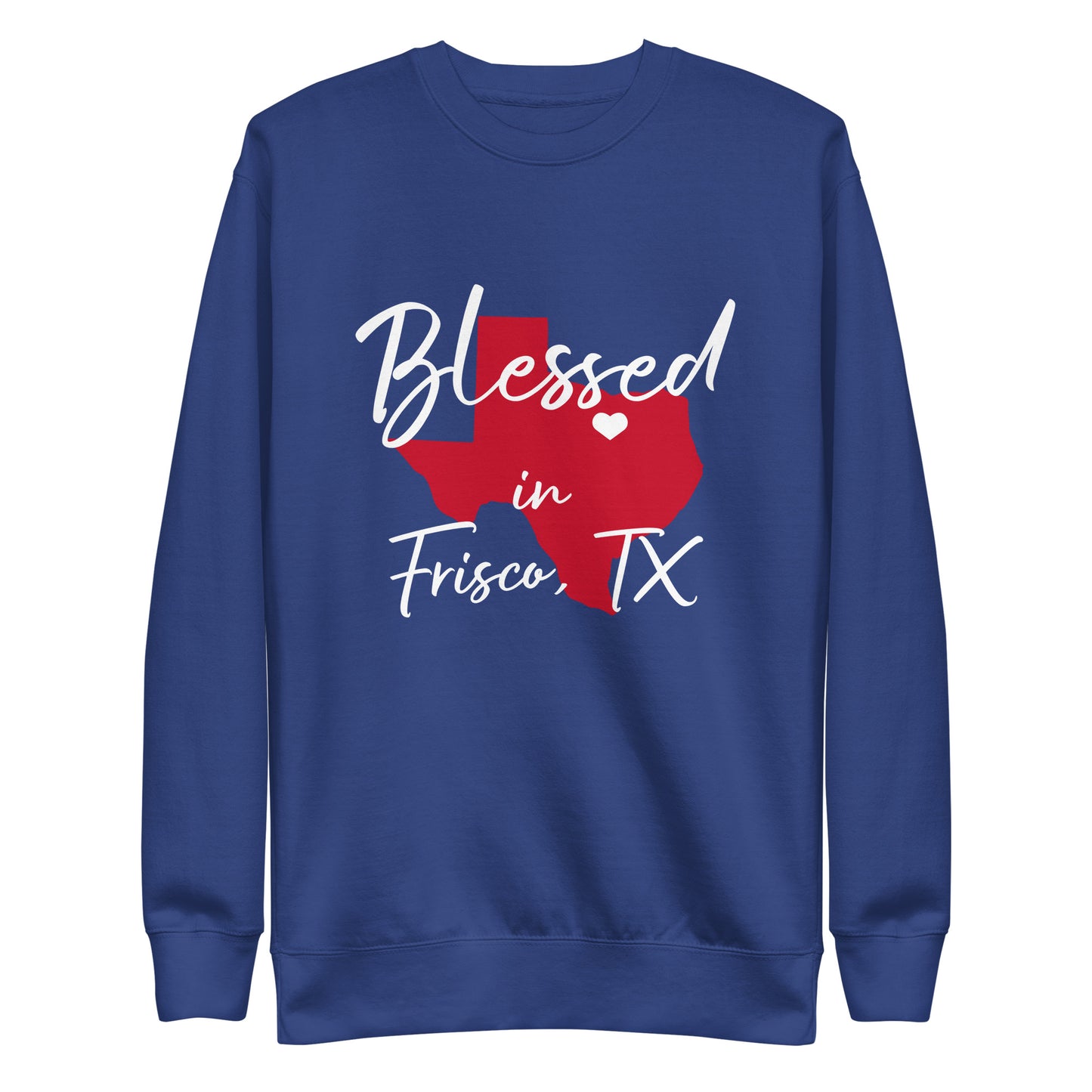 Blessed in Frisco, TX Red/White Heart Unisex Sweatshirt