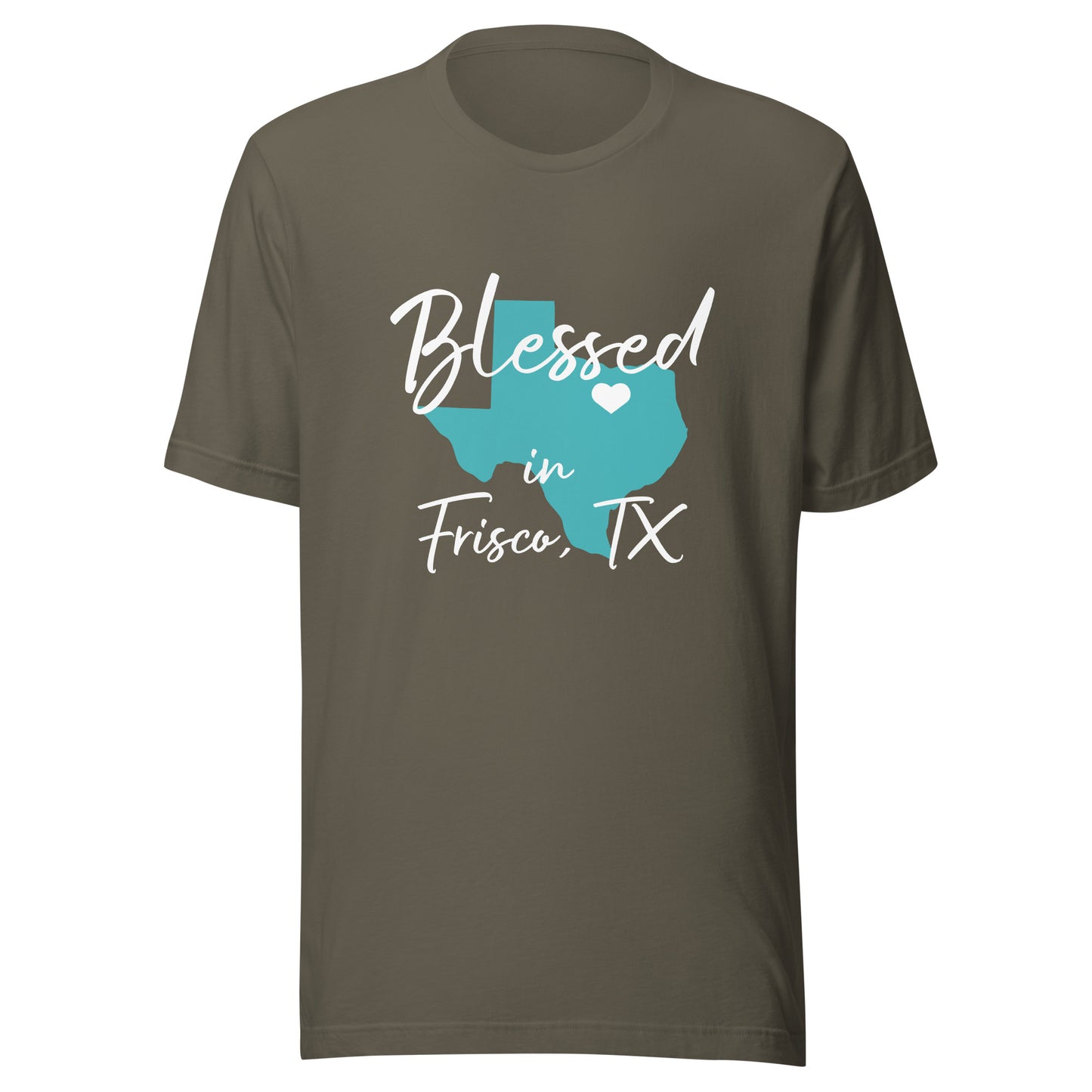 Blessed in Frisco, TX Heart White Unisex t-shirt