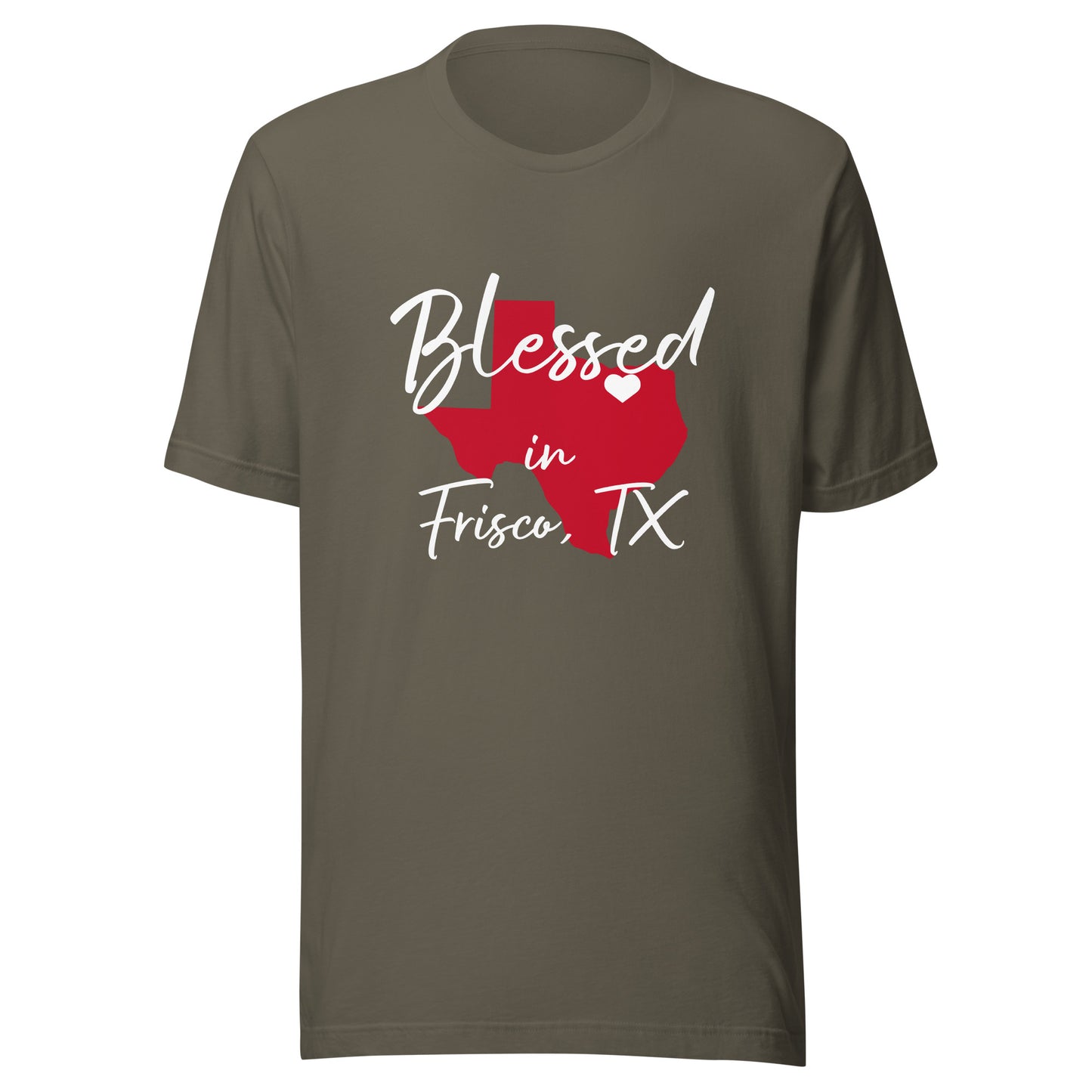 Blessed in Frisco, TX Red/ White Heart Unisex t-shirt
