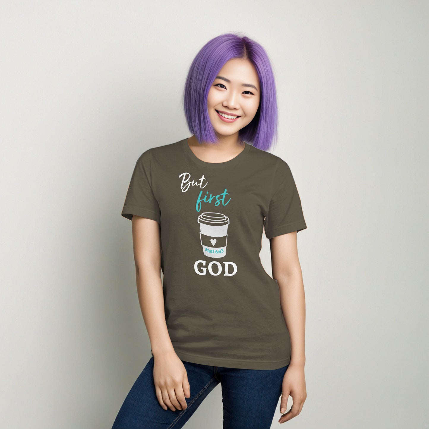 But first GOD Coffee Cup Heart (Matt 6:33) Unisex T-Shirt