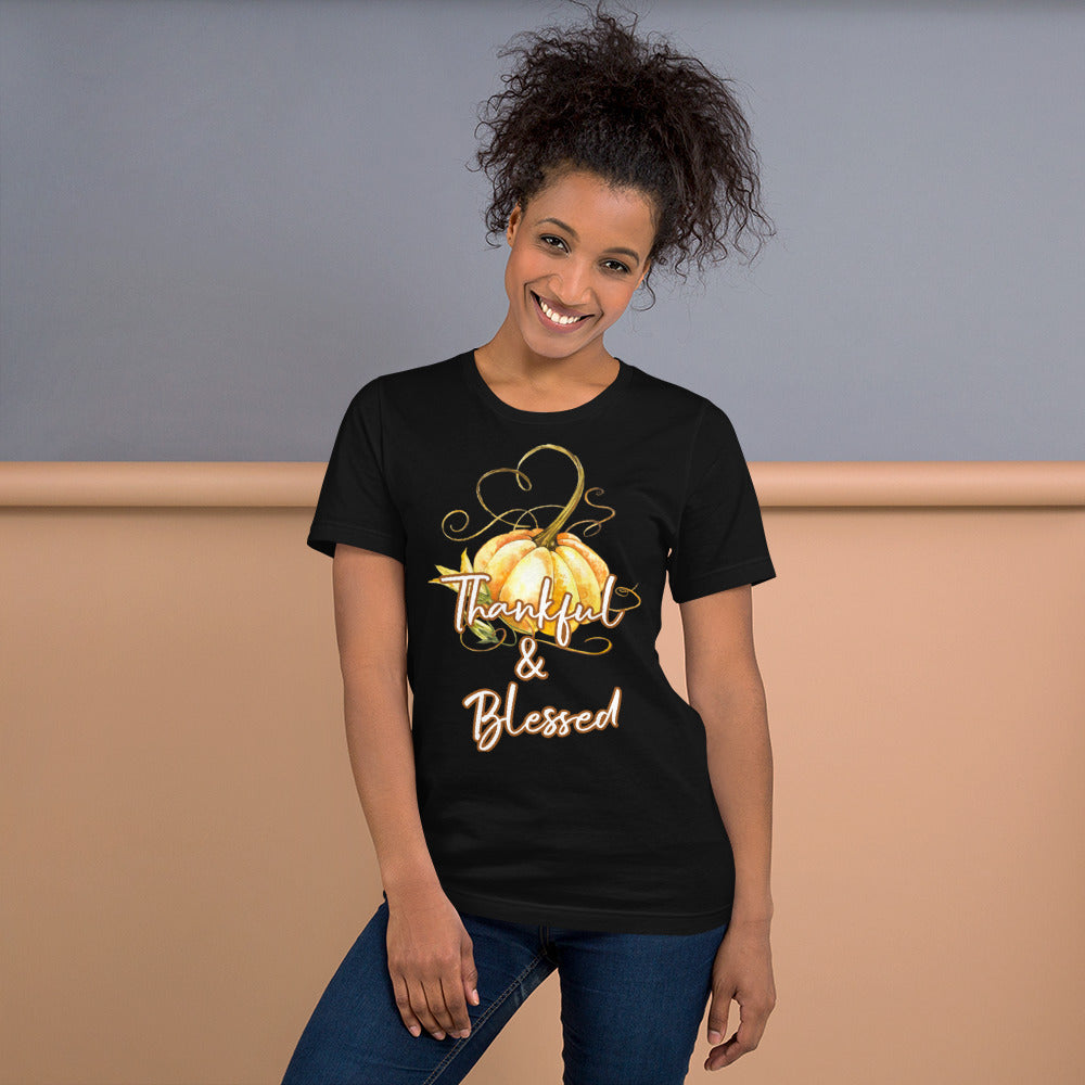 Thankful & Blessed Pumpkin Heart Unisex t-shirt