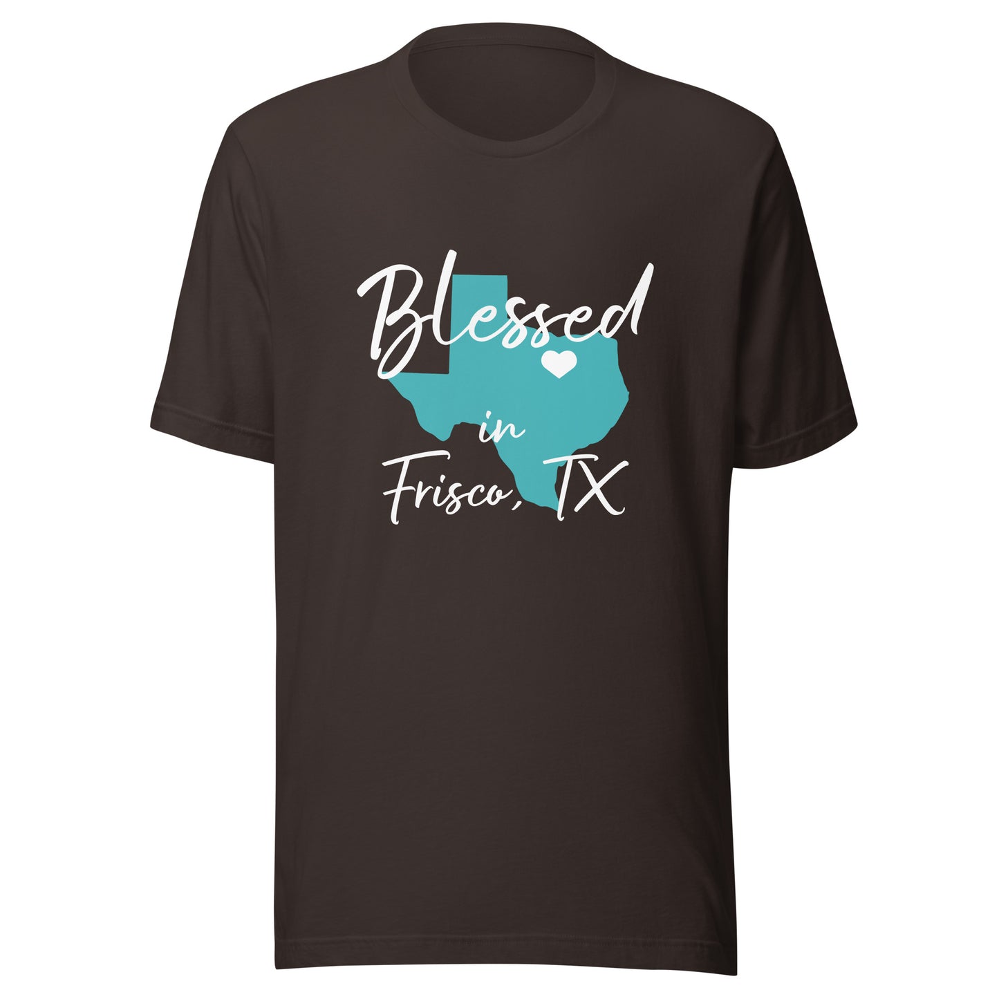 Blessed in Frisco, TX Heart White Unisex t-shirt