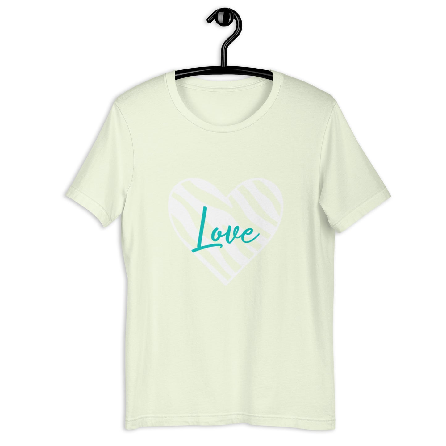 Love Zebra Heart White/Teal Unisex t-shirt (Spring)