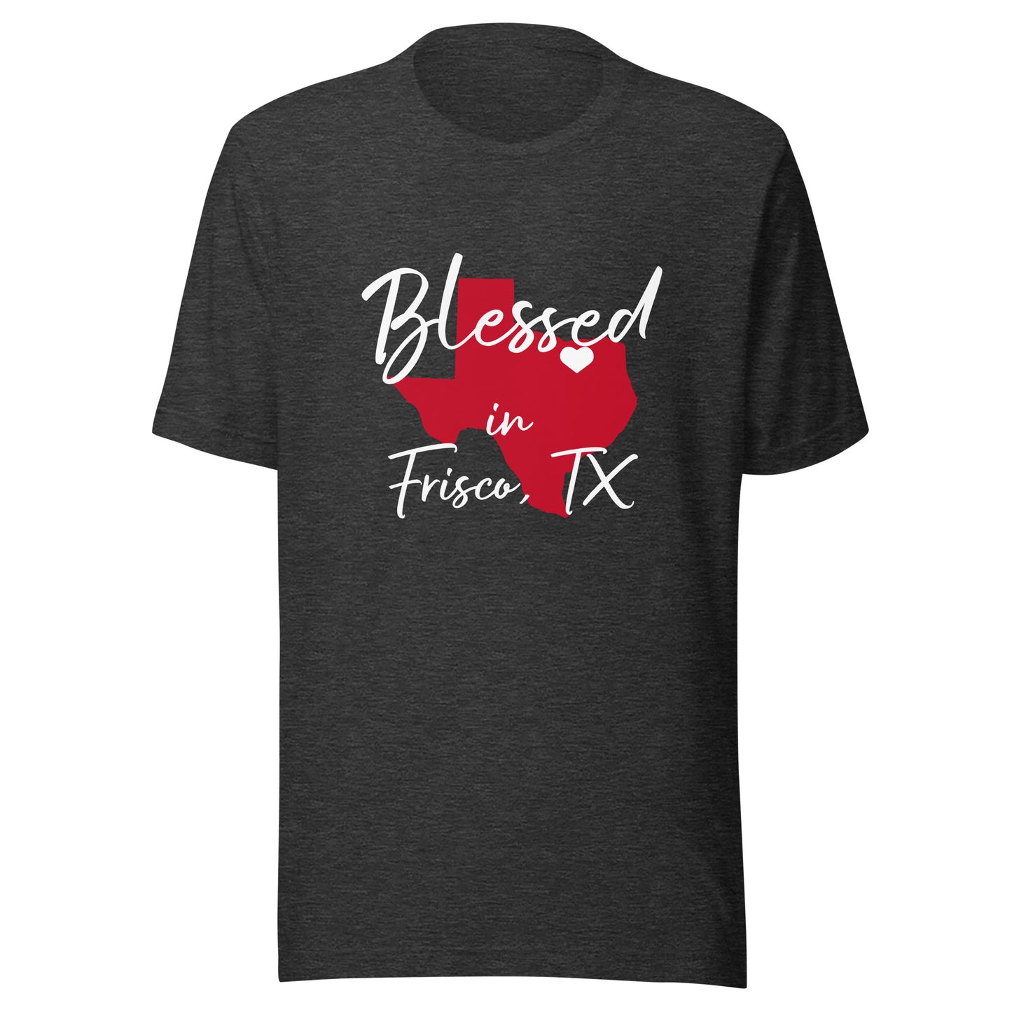 Blessed in Frisco, TX Red/ White Heart Unisex t-shirt
