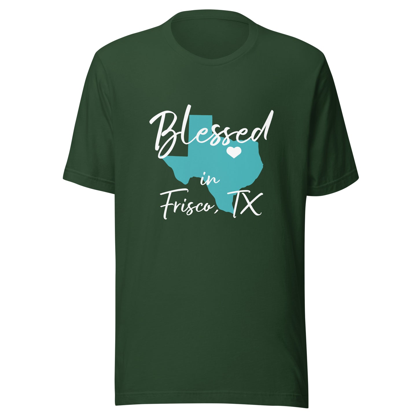 Blessed in Frisco, TX Heart White Unisex t-shirt