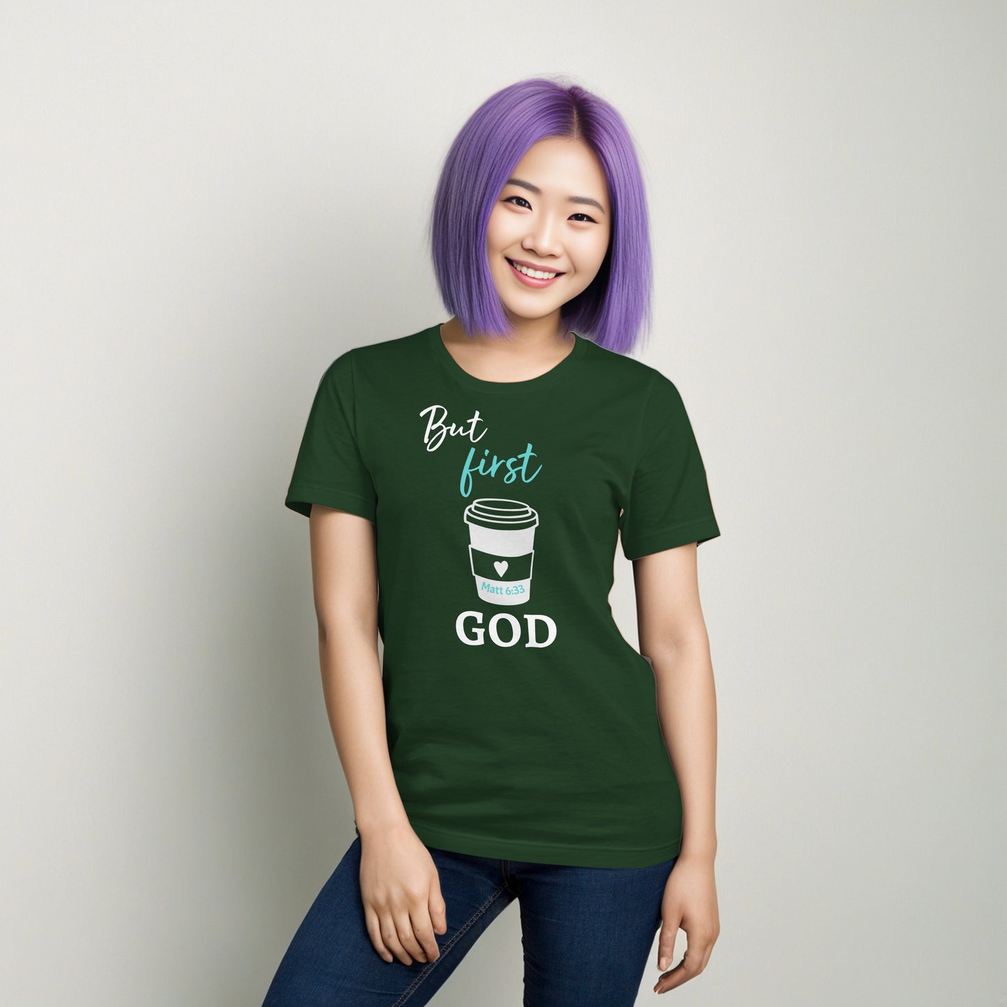 But first GOD Coffee Cup Heart (Matt 6:33) Unisex T-Shirt