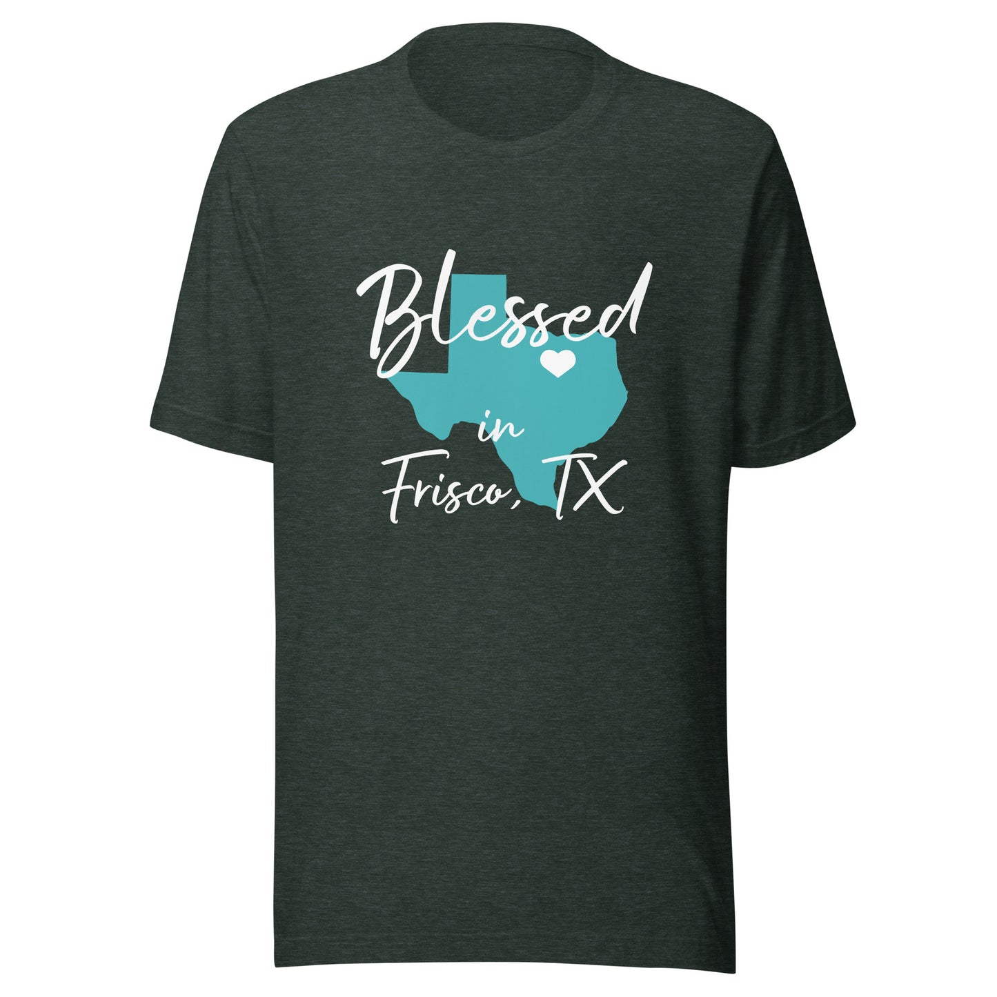 Blessed in Frisco, TX Heart White Unisex t-shirt