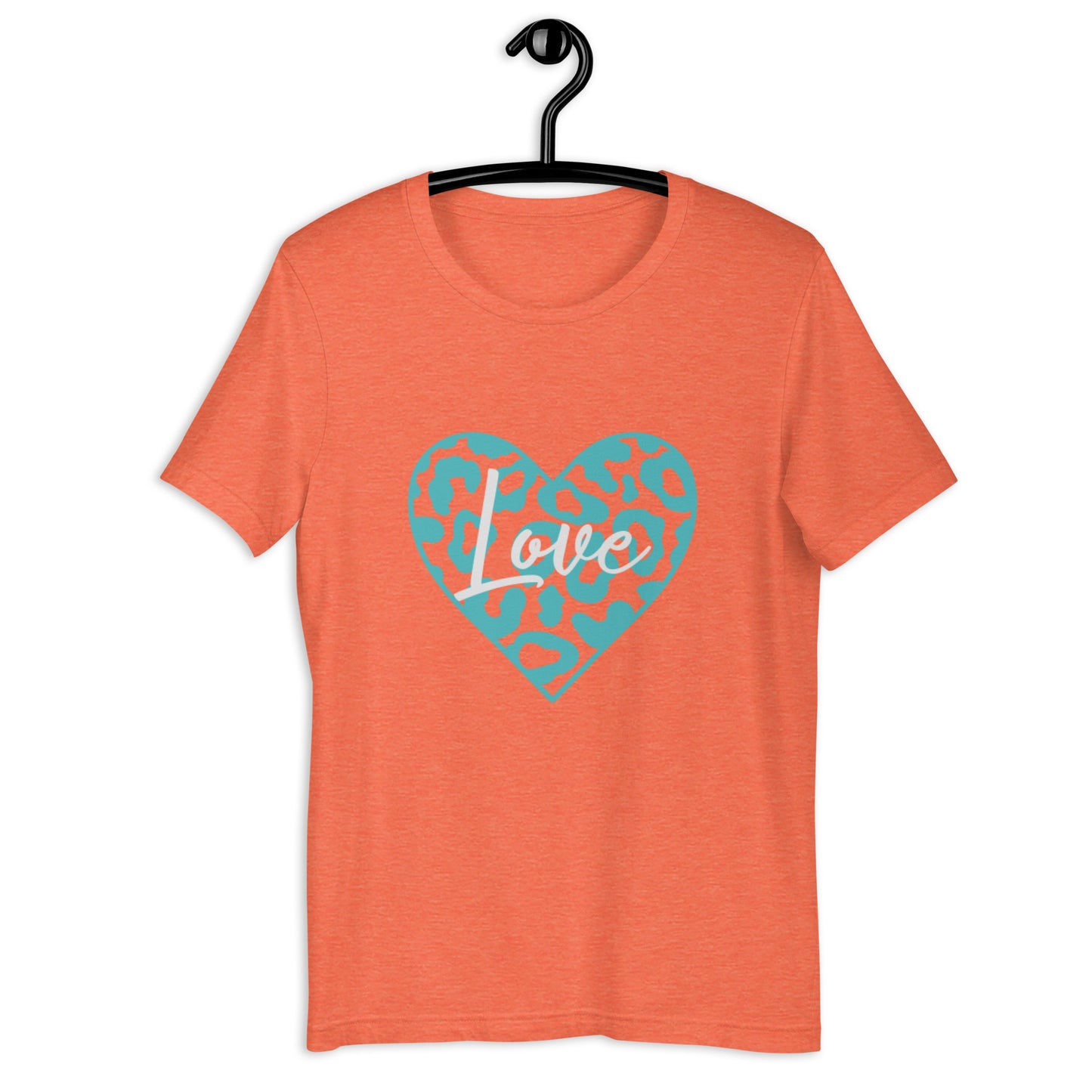 Love Leopard Heart Teal Unisex t-shirt (Spring)