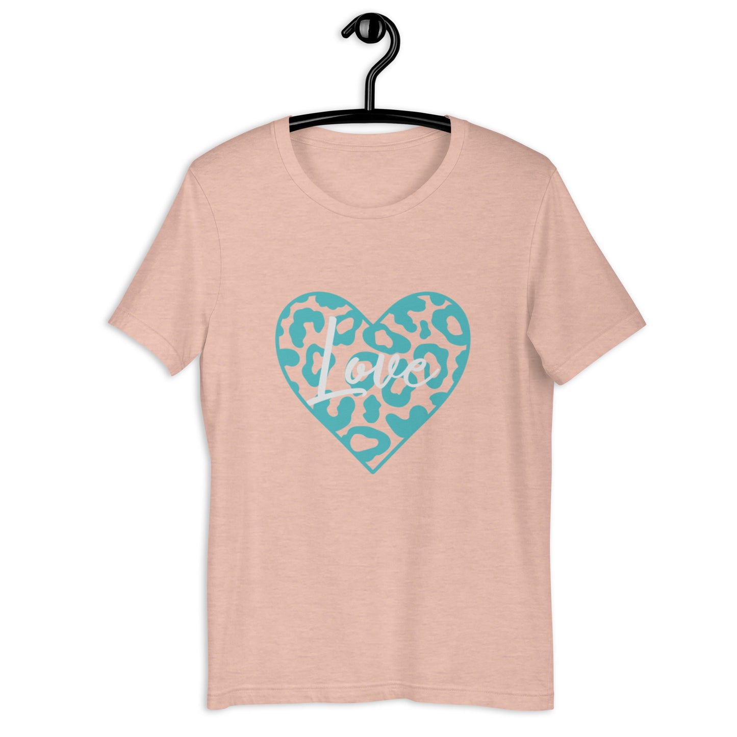 Love Leopard Heart Teal Unisex t-shirt (Spring)
