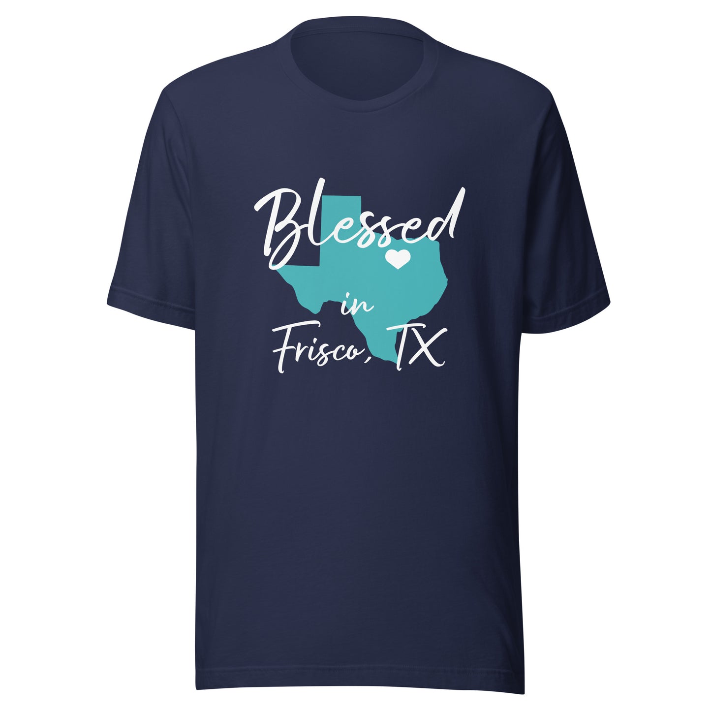 Blessed in Frisco, TX Heart White Unisex t-shirt