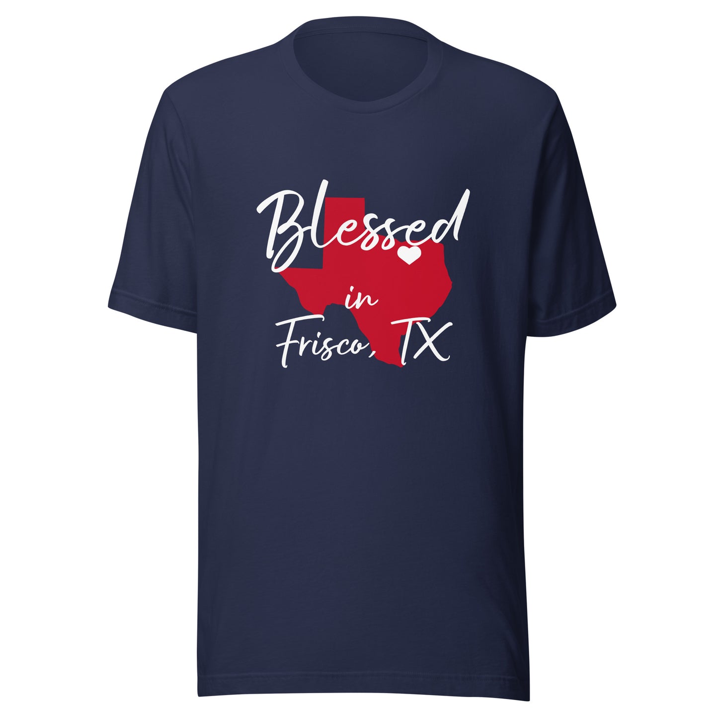 Blessed in Frisco, TX Red/ White Heart Unisex t-shirt