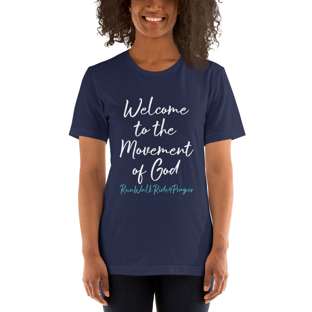 Welcome to the Movement of God #RWR4P Teal Unisex t-shirt