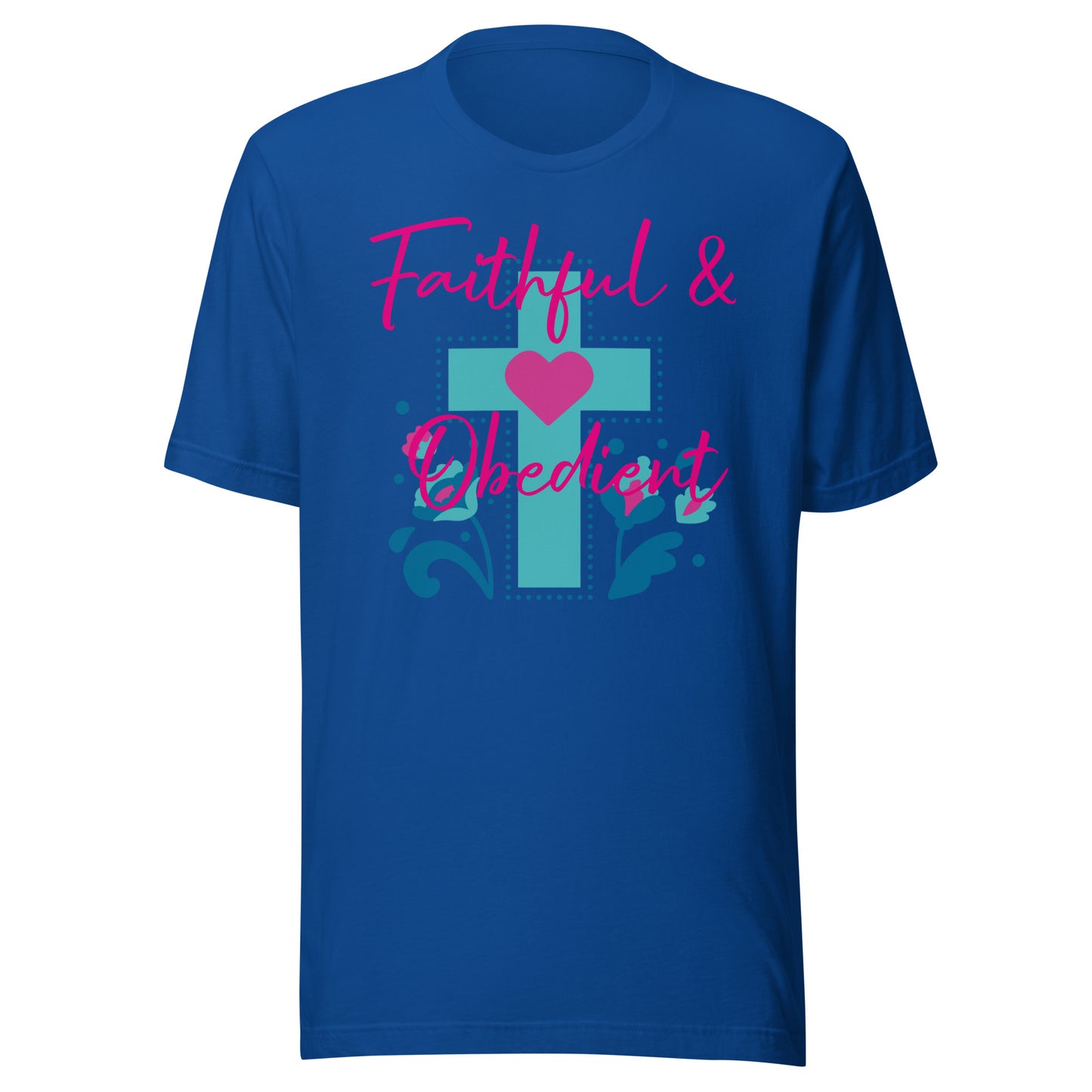 Faithful & Obedient Blue Cross Unisex t-shirt