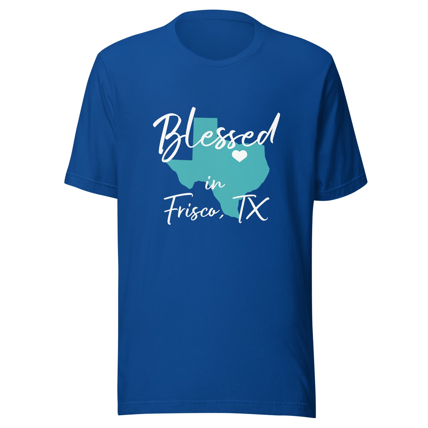 Blessed in Frisco, TX Heart White Unisex t-shirt