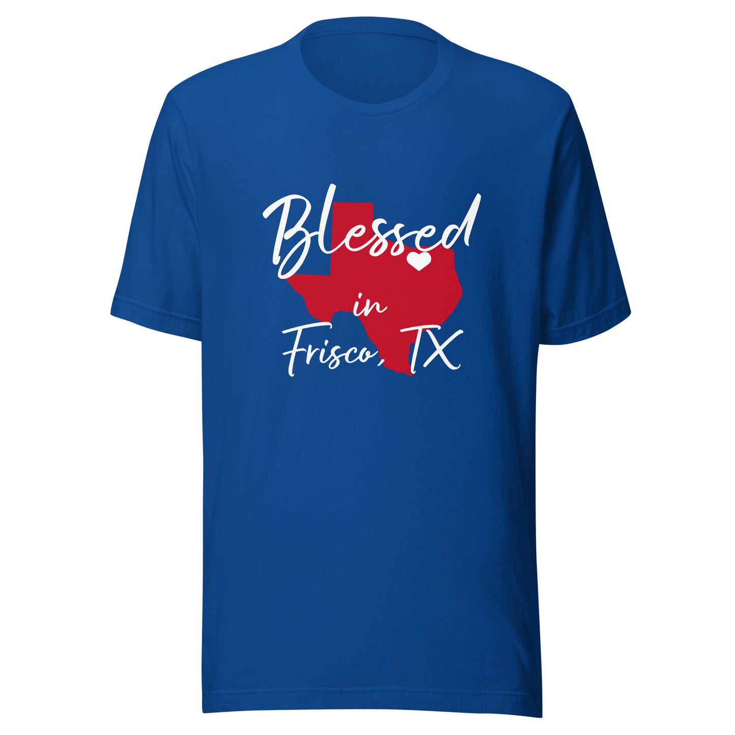 Blessed in Frisco, TX Red/ White Heart Unisex t-shirt
